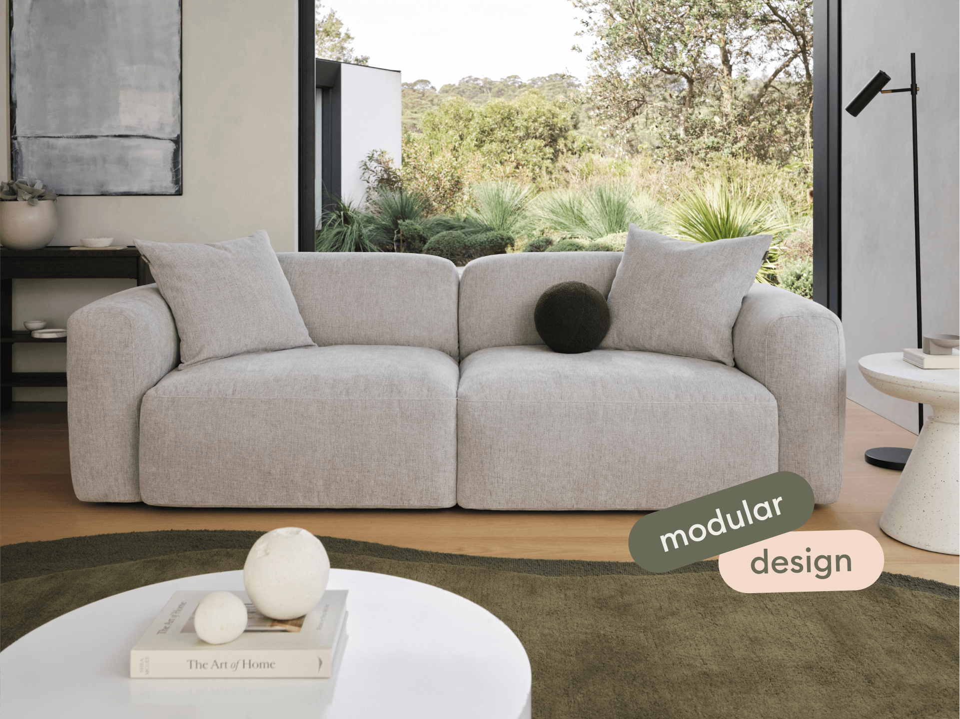 Torquay Modular Sofa - Sofa / Regular / 2 Sections / Moonlit Silver (Luxe edition)