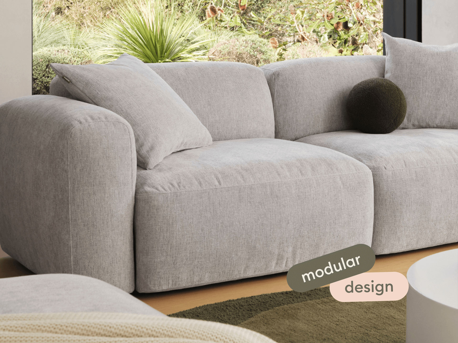 Torquay Modular Sofa - Corner / Regular / 4 Sections / Moonlit Silver (Luxe edition)
