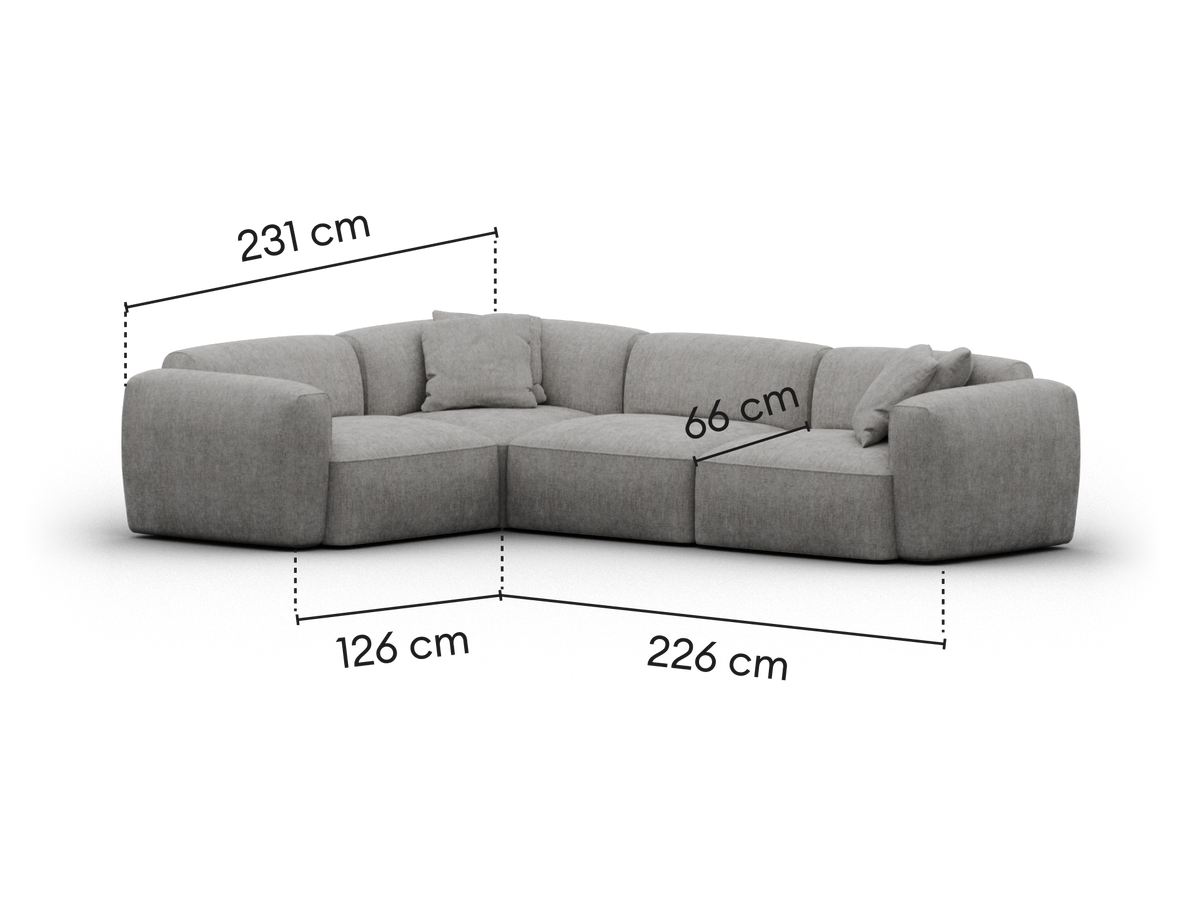 Torquay Modular Sofa - Moonlit Silver (Luxe edition) / 4 Sections / Extra Wide