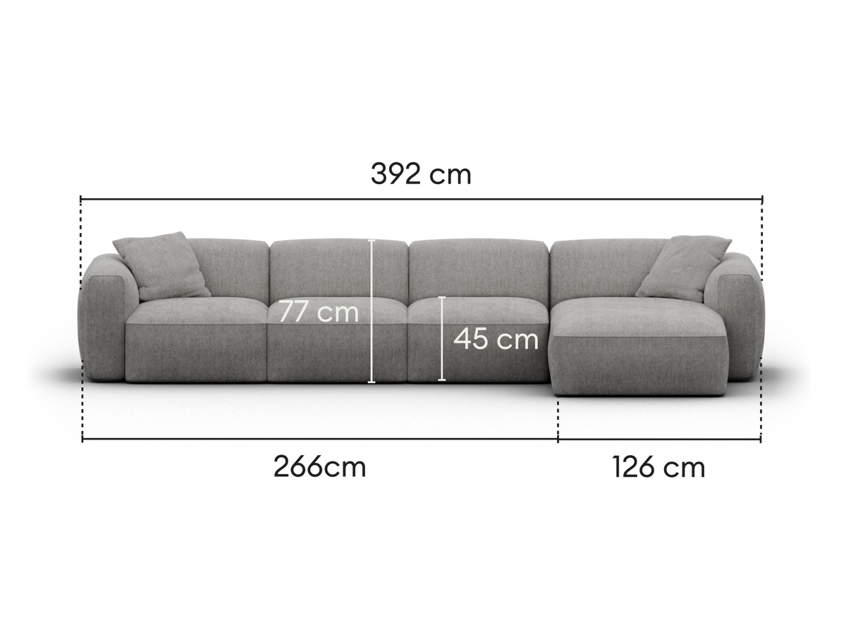 Torquay Modular Sofa - Moonlit Silver (Luxe edition) / 4 Sections / Regular