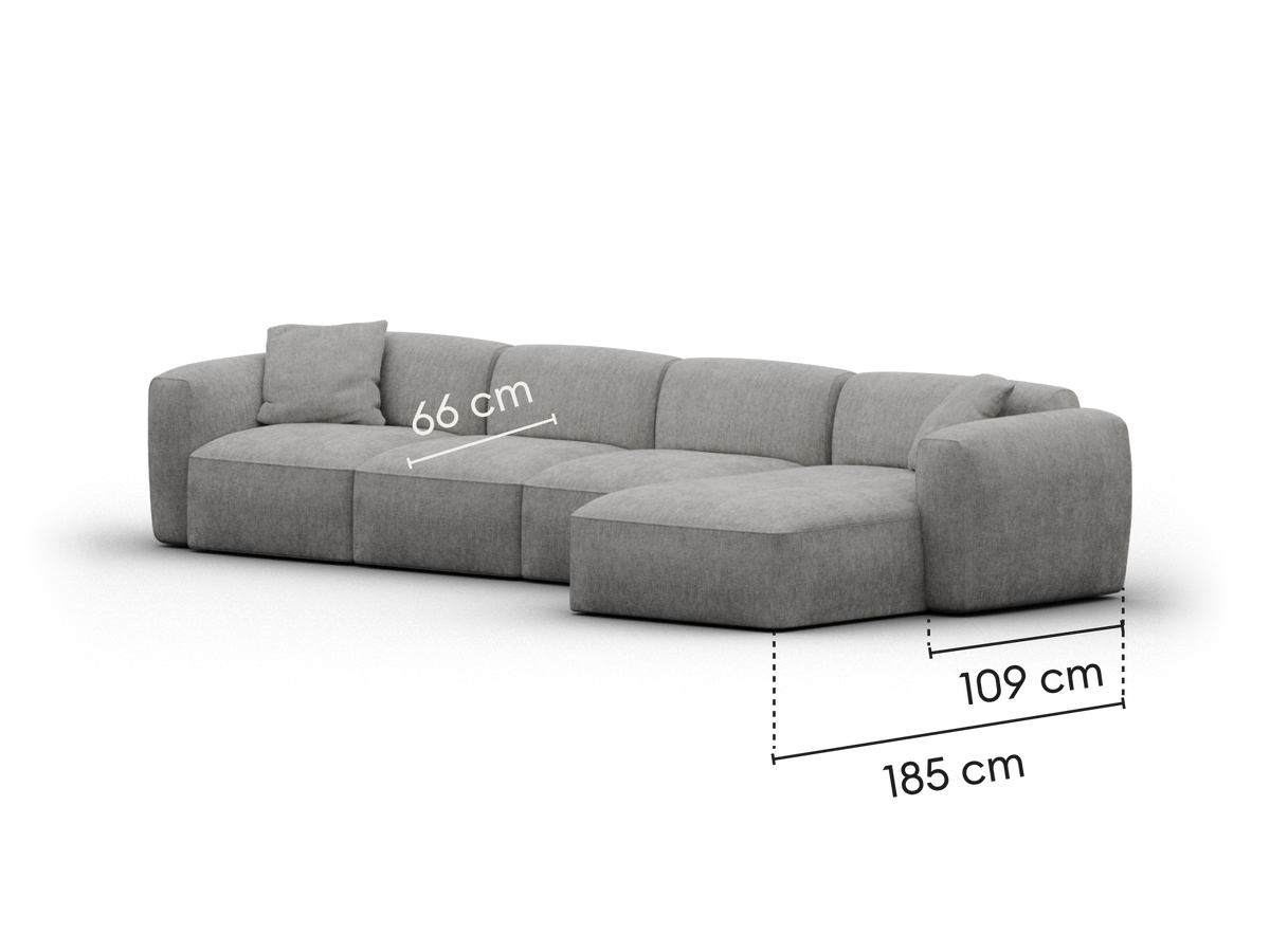 Torquay Modular Sofa - Moonlit Silver (Luxe edition) / 4 Sections / Regular