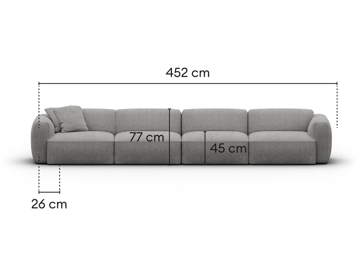 Torquay Modular Sofa - Moonlit Silver (Luxe edition) / 4 Sections / Extra Wide