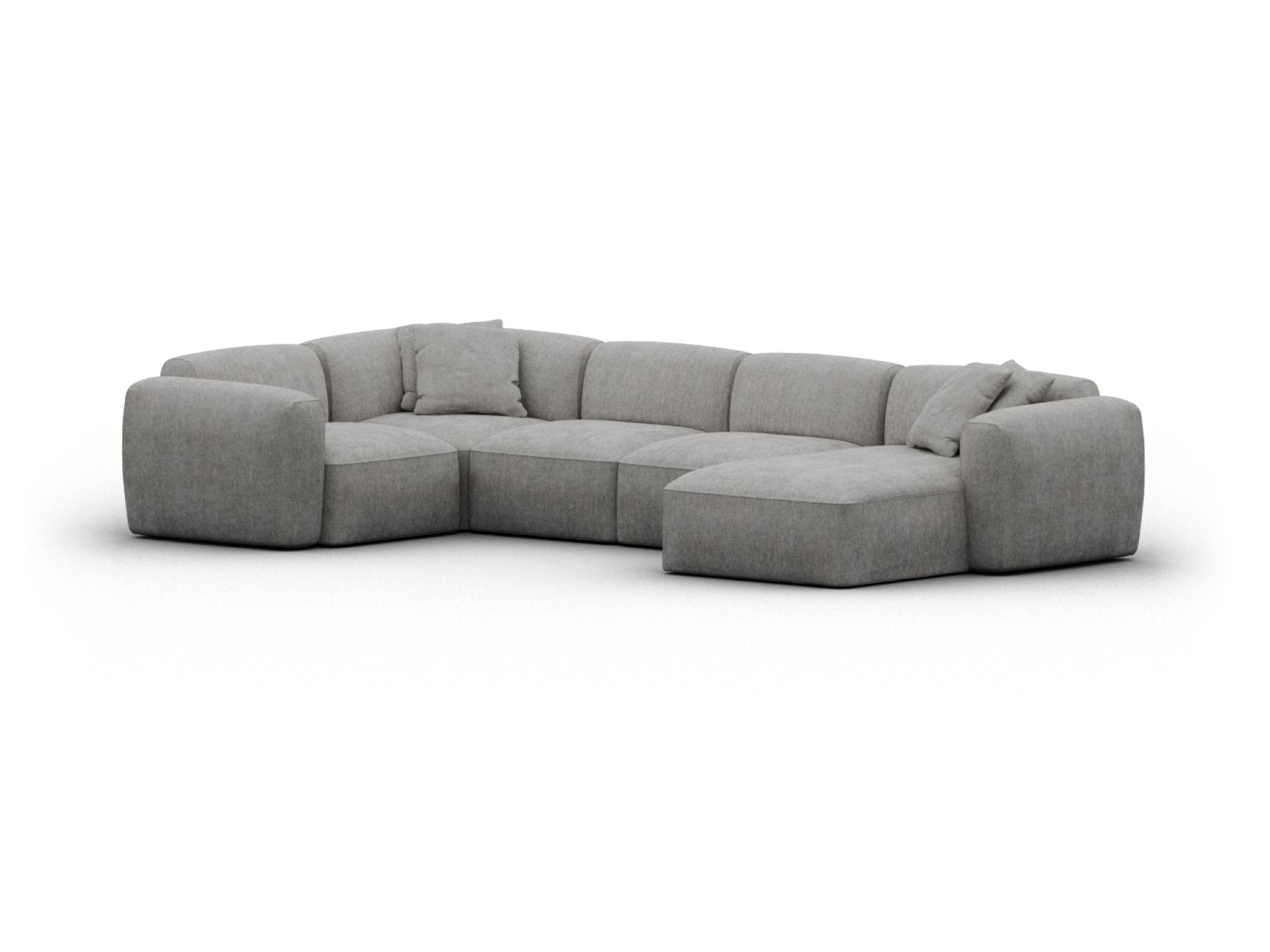 Torquay Modular Sofa - Regular / 5 Sections with Chaise / Moonlit Silver (Luxe edition)