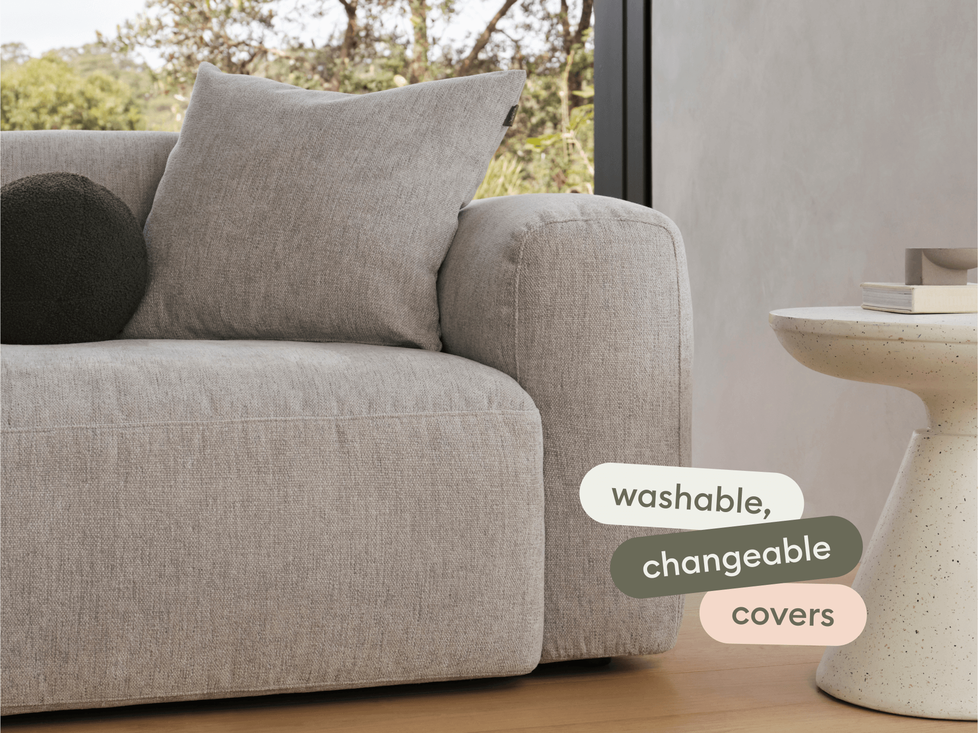 Torquay Modular Sofa - Regular / 5 Sections with Chaise / Moonlit Silver (Luxe edition)