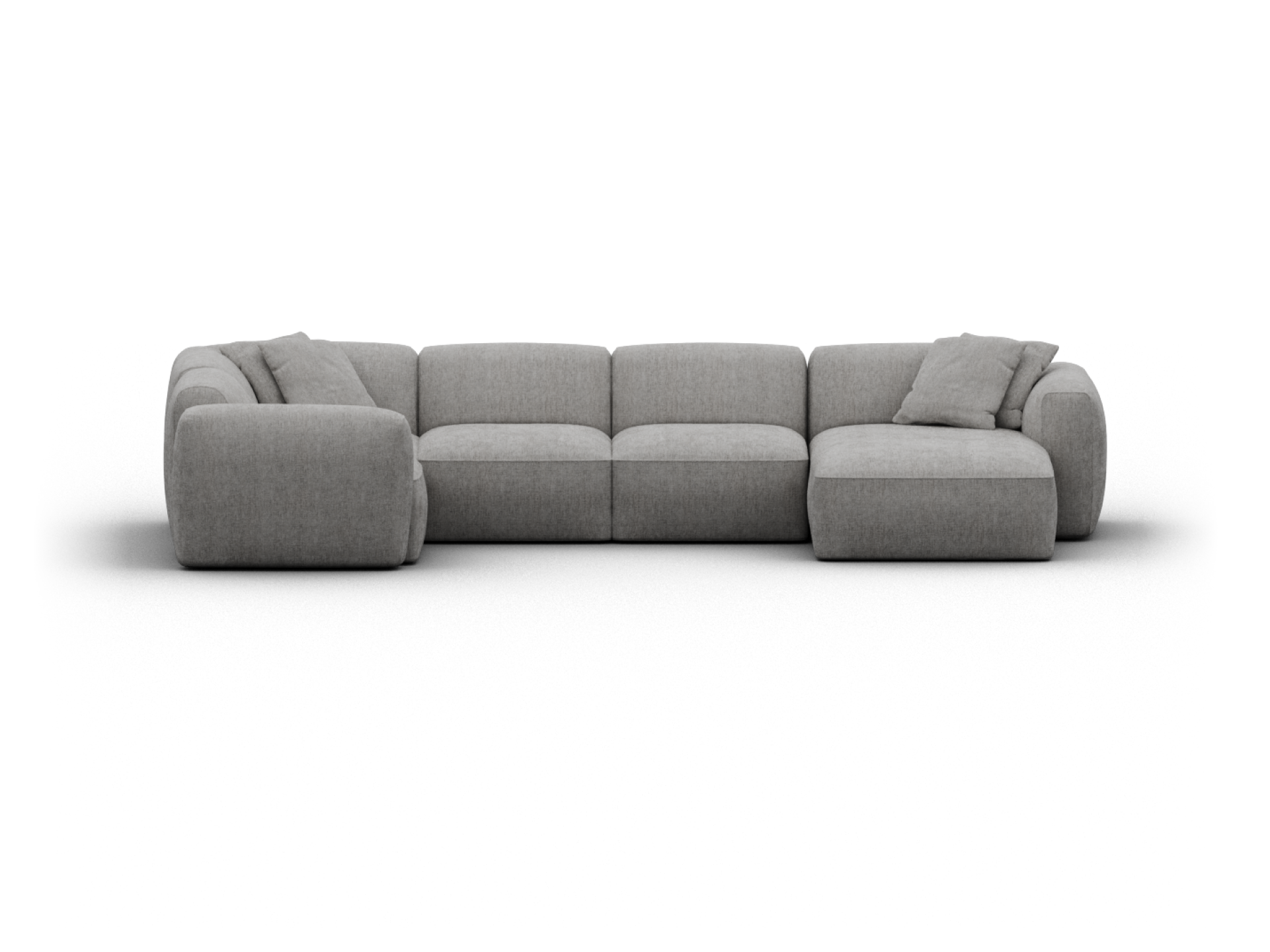 Torquay Modular Sofa - Regular / 5 Sections with Chaise / Moonlit Silver (Luxe edition)