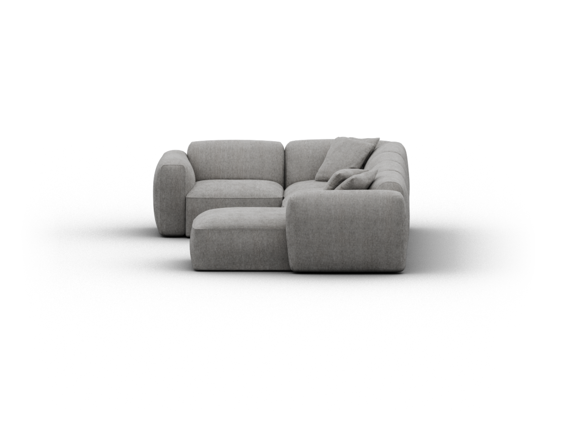 Torquay Modular Sofa - Regular / 5 Sections with Chaise / Moonlit Silver (Luxe edition)