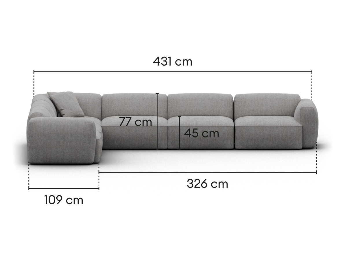 Torquay Modular Sofa - Moonlit Silver (Luxe edition) / 6 Sections / Extra Wide