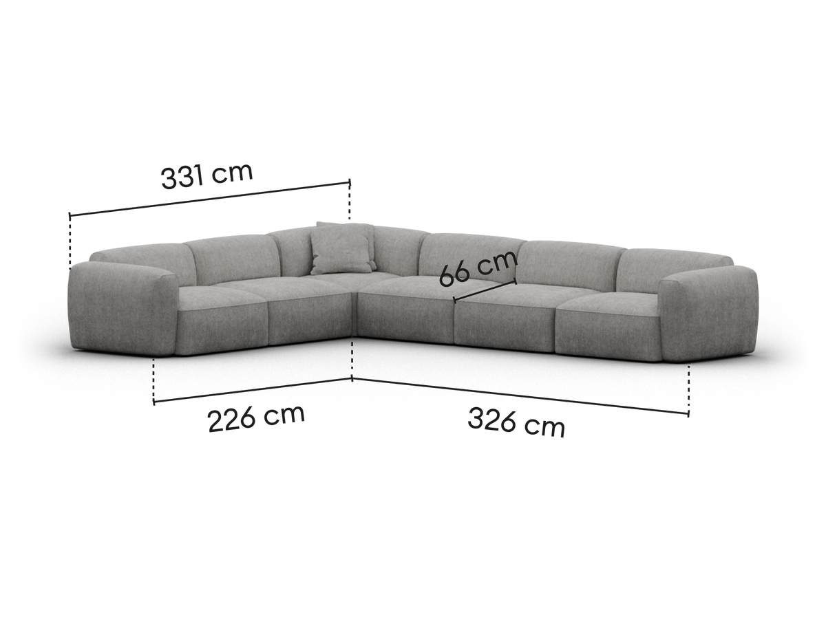 Torquay Modular Sofa - Moonlit Silver (Luxe edition) / 6 Sections / Extra Wide