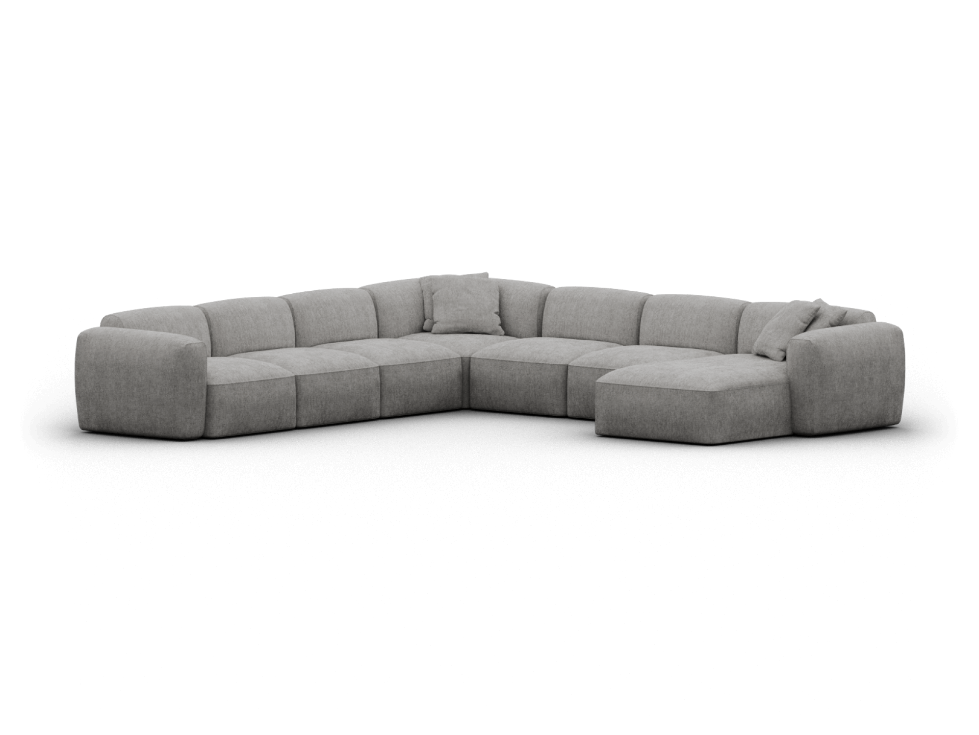 Torquay Modular Sofa - Corner / Regular / 7 Sections with Chaise / Moonlit Silver (Luxe edition)