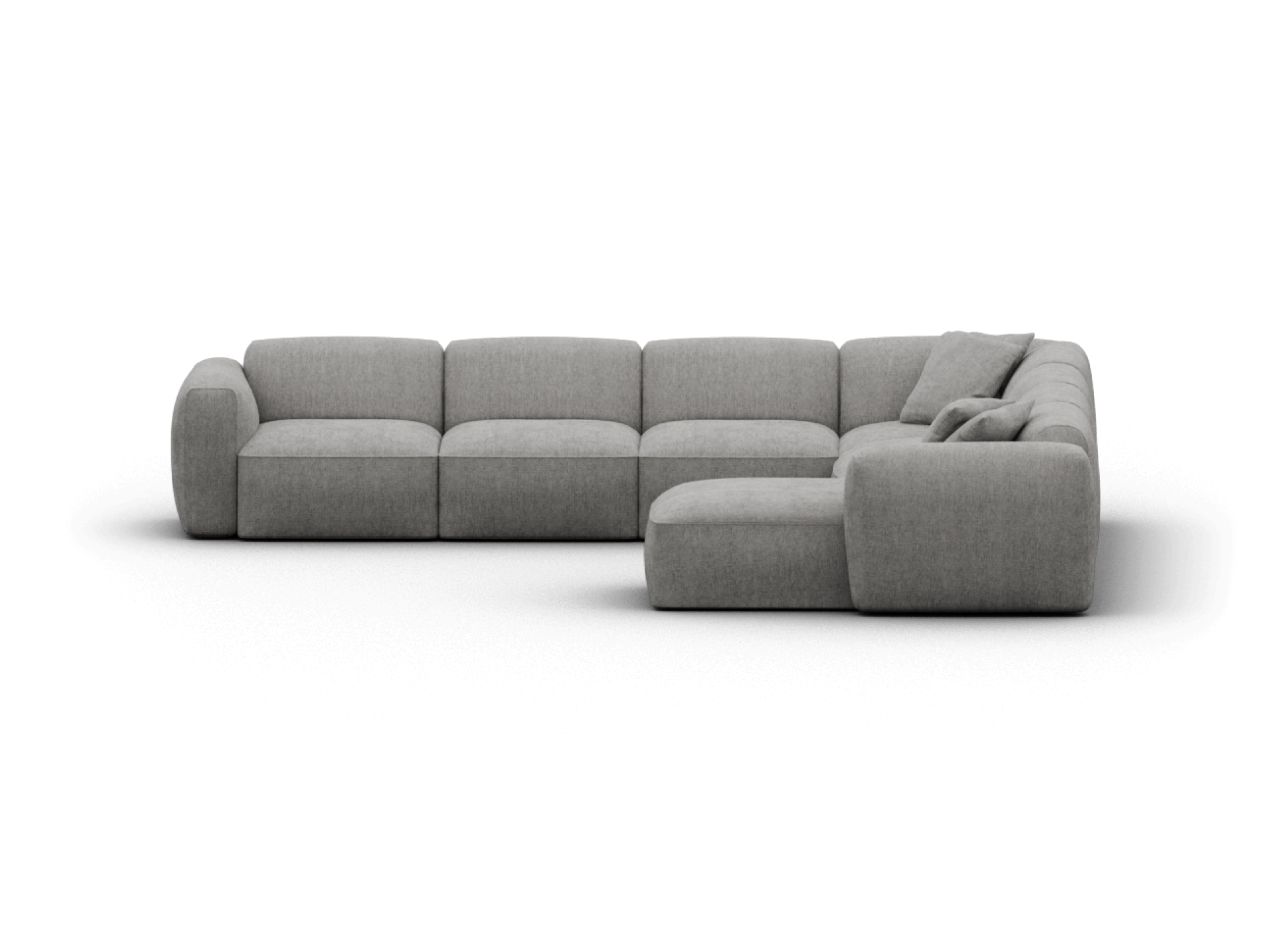 Torquay Modular Sofa - Corner / Regular / 7 Sections with Chaise / Moonlit Silver (Luxe edition)