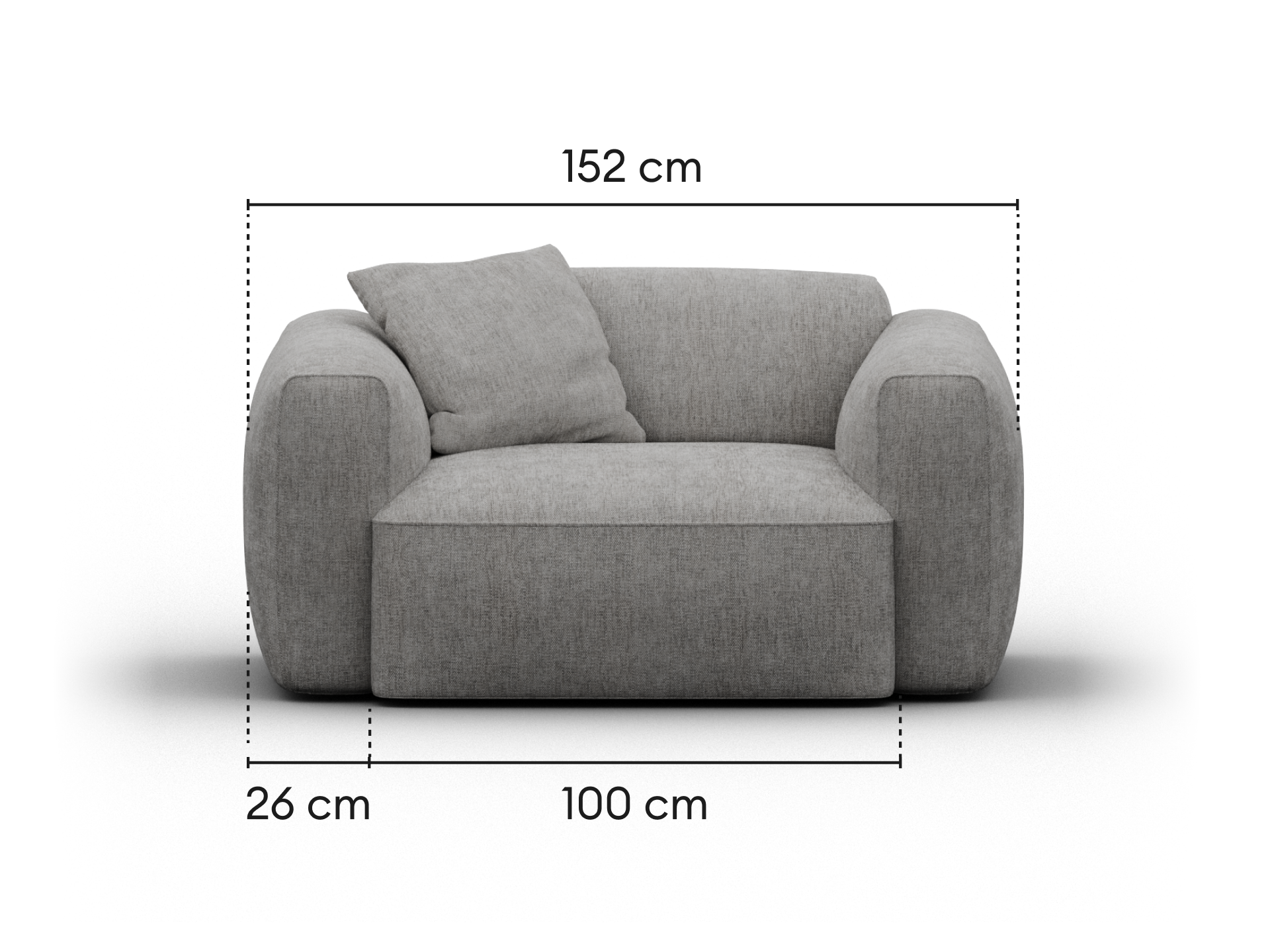 Torquay Modular Armchair - Moonlit Silver (Luxe edition) / Extra Wide