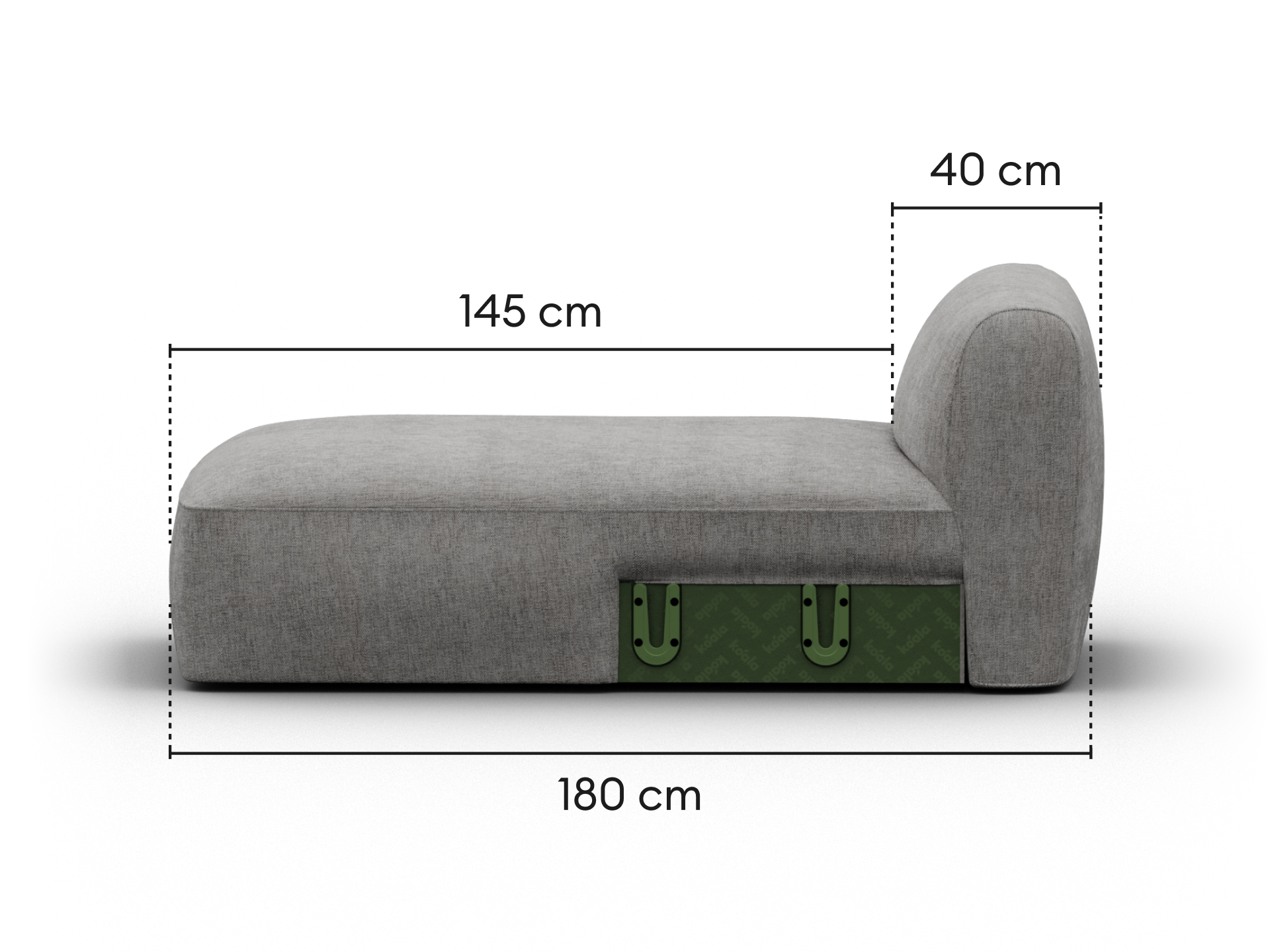 Torquay Modular Sofa Section - Extra Wide / Chaise / Moonlit Silver (Luxe edition)