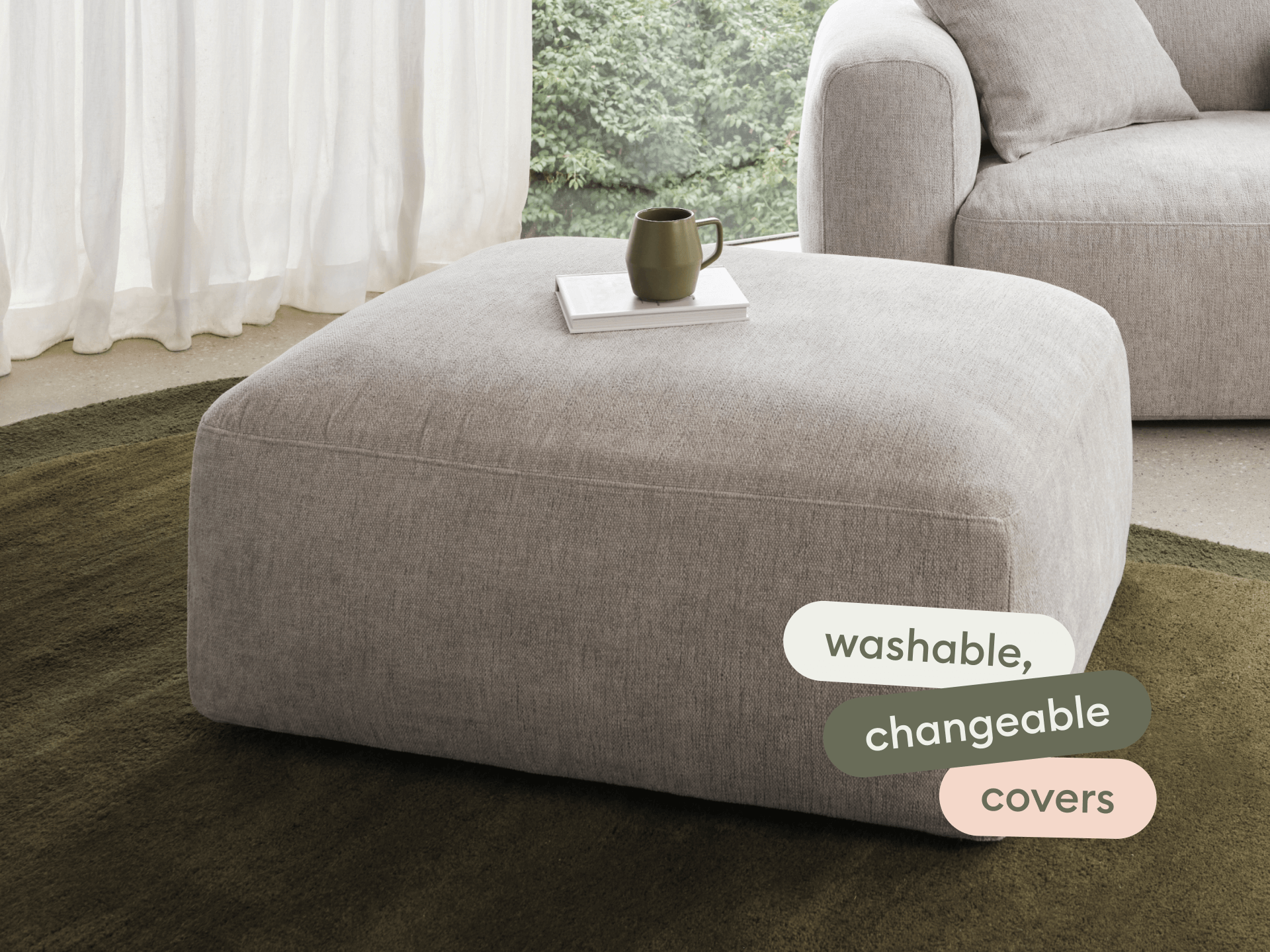 Torquay Modular Ottoman - Moonlit Silver (Luxe edition) / Regular
