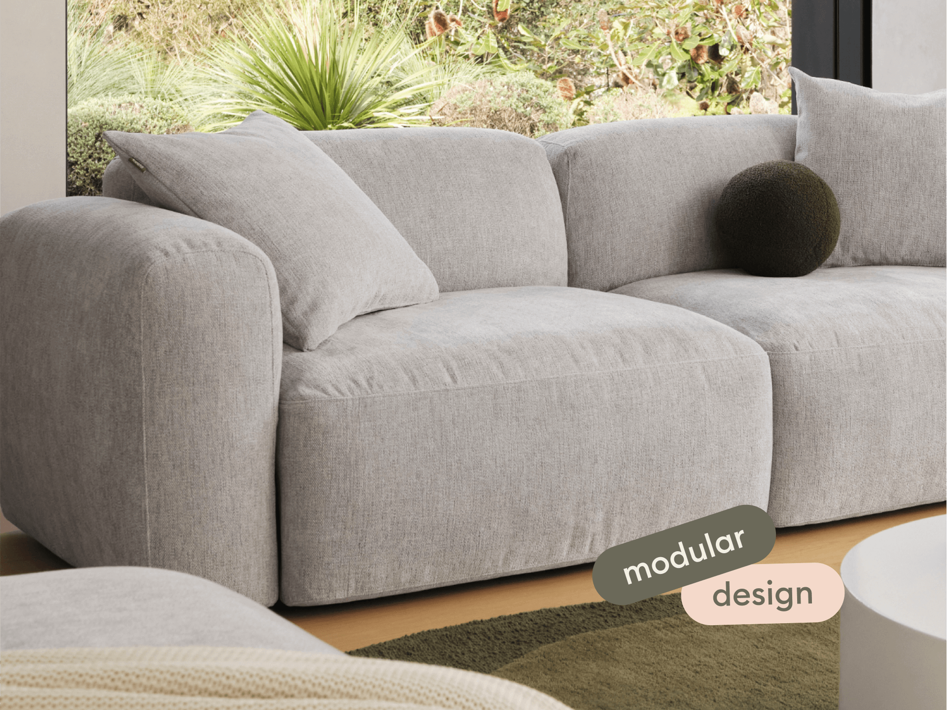 Torquay Modular Sofa - Moonlit Silver (Luxe edition) / 6 Sections / Regular