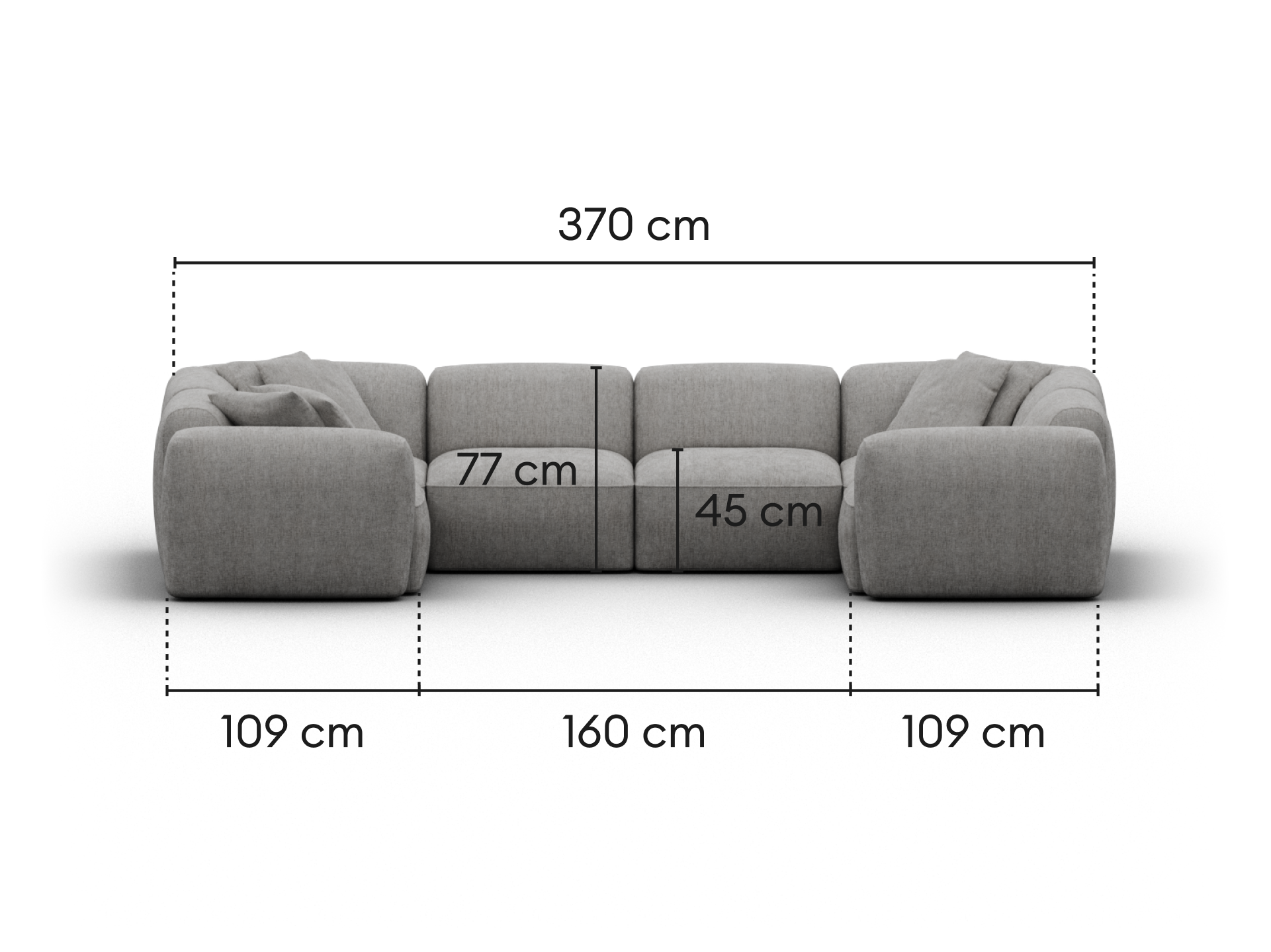 Torquay Modular Sofa - Moonlit Silver (Luxe edition) / 6 Sections / Regular
