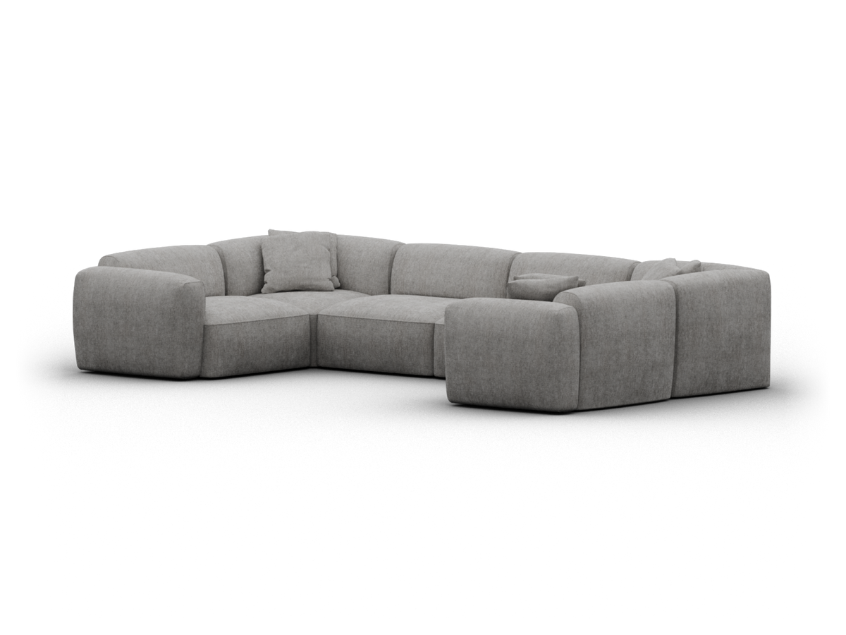 Torquay Modular Sofa - Moonlit Silver (Luxe edition) / 6 Sections / Extra Wide