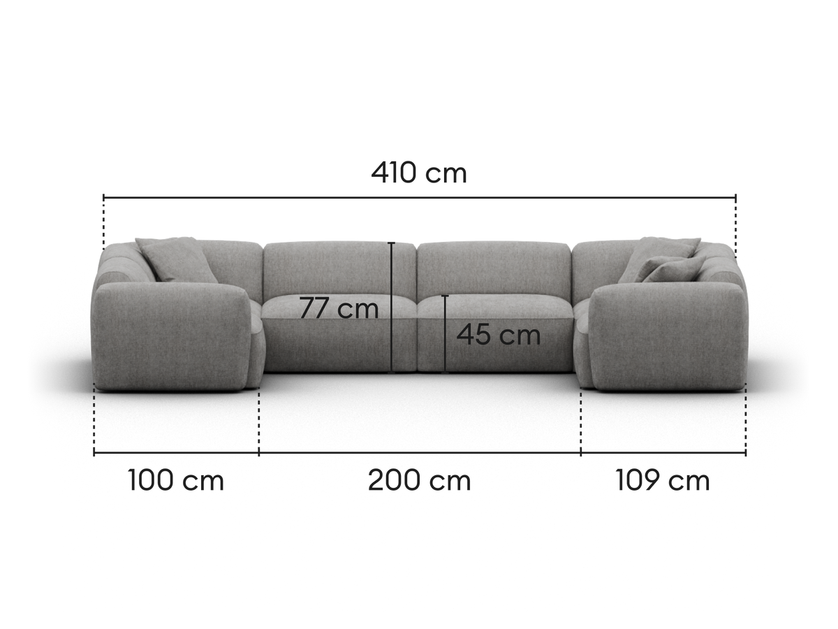 Torquay Modular Sofa - Moonlit Silver (Luxe edition) / 6 Sections / Extra Wide