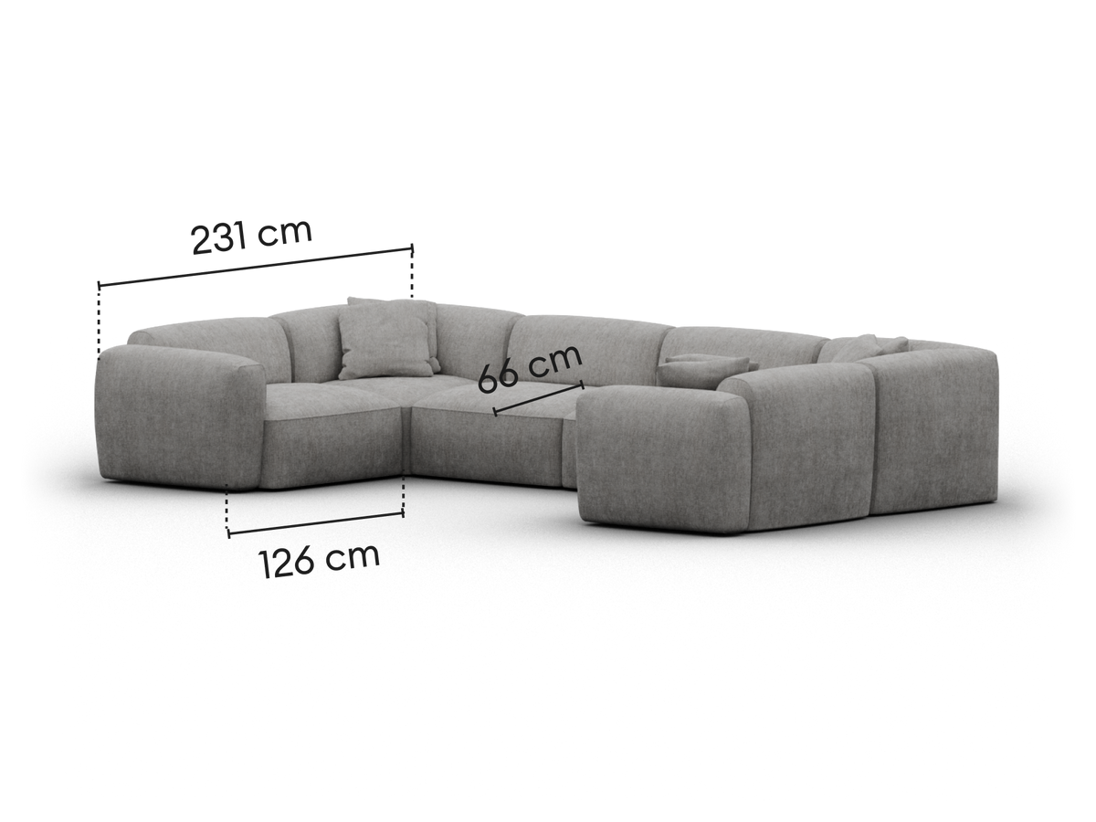 Torquay Modular Sofa - Moonlit Silver (Luxe edition) / 6 Sections / Extra Wide