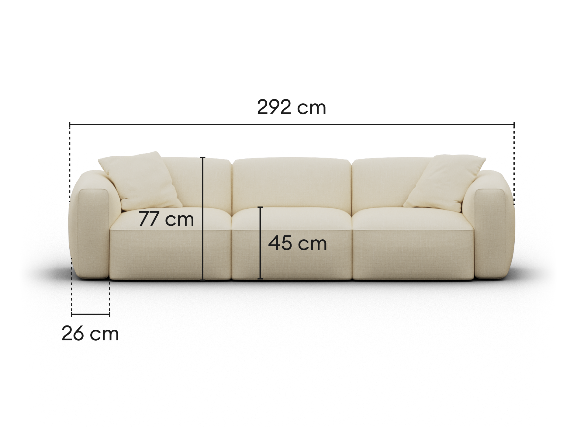 Torquay Modular Sofa - Regular / 3 Sections / Pearl Moon