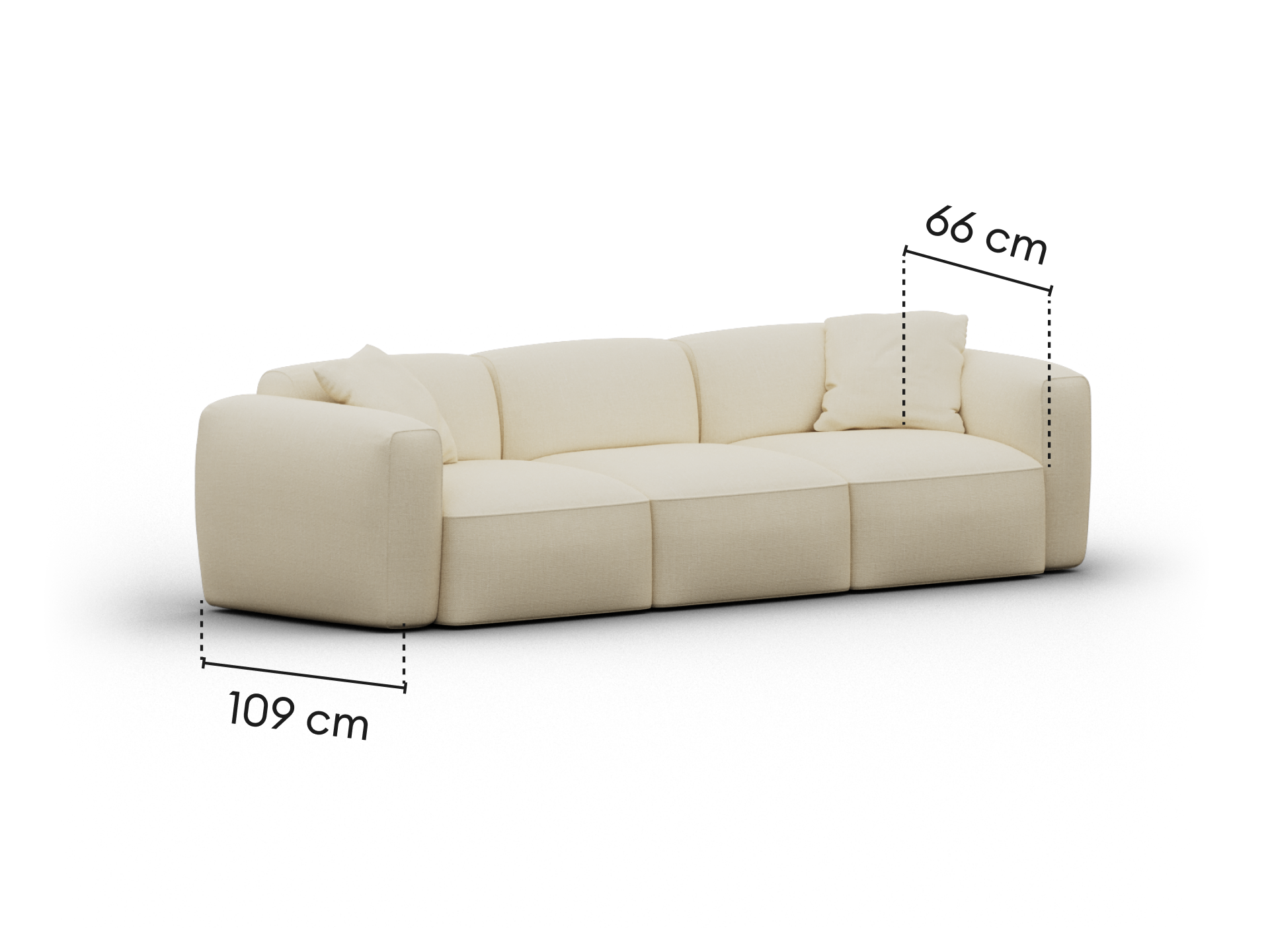 Torquay Modular Sofa - Regular / 3 Sections / Pearl Moon