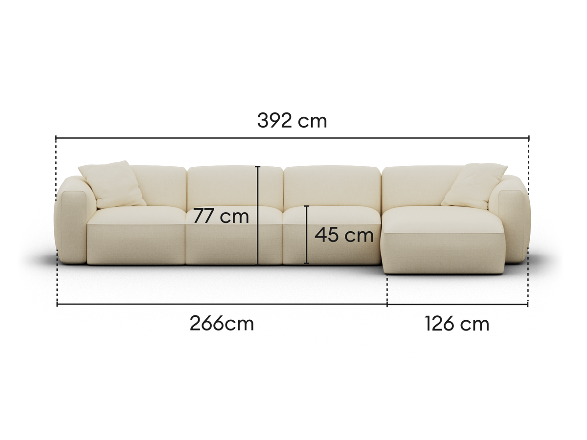 Torquay Modular Sofa - Pearl Moon / 4 Sections / Regular