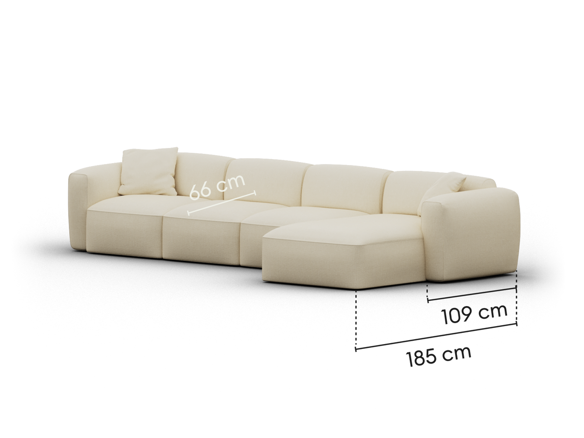 Torquay Modular Sofa - Pearl Moon / 4 Sections / Regular