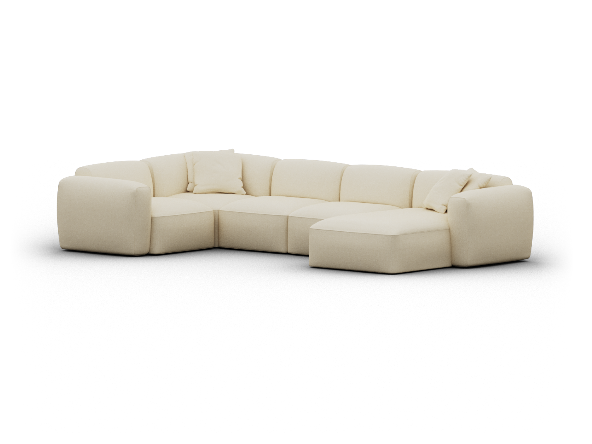 Torquay Modular Sofa - Pearl Moon / 5 Sections with Chaise / Regular