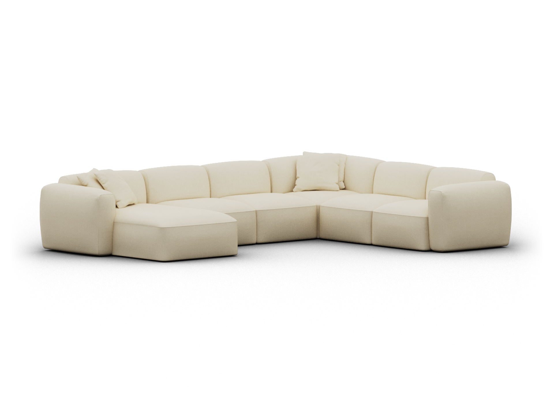Torquay Modular Sofa - Regular / 6 Sections with Chaise / Pearl Moon