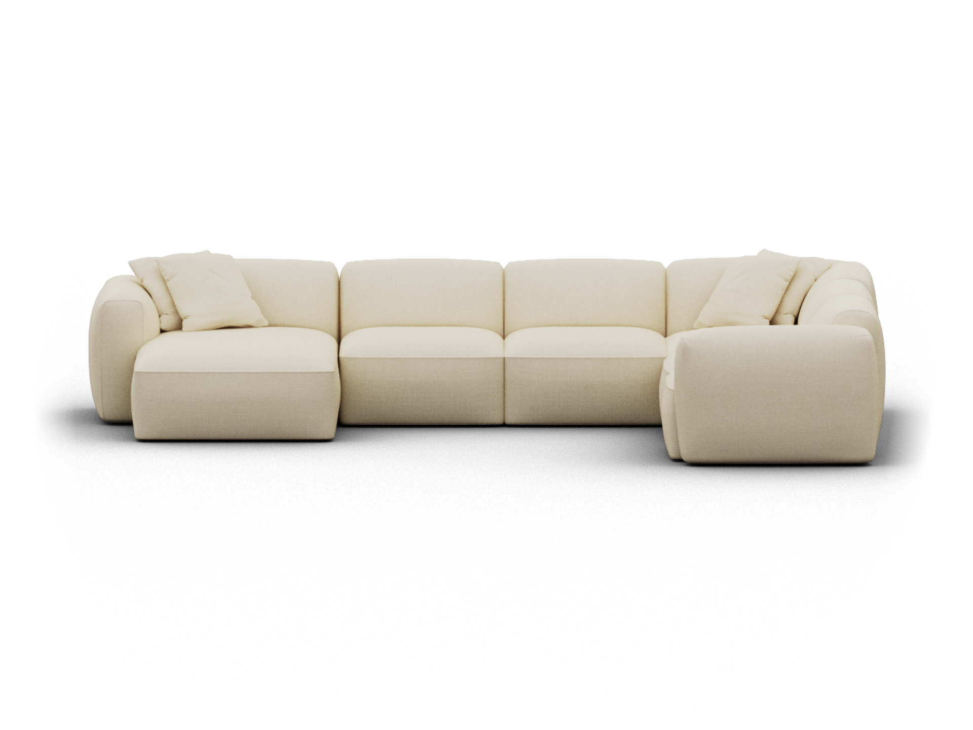 Torquay Modular Sofa - Regular / 6 Sections with Chaise / Pearl Moon
