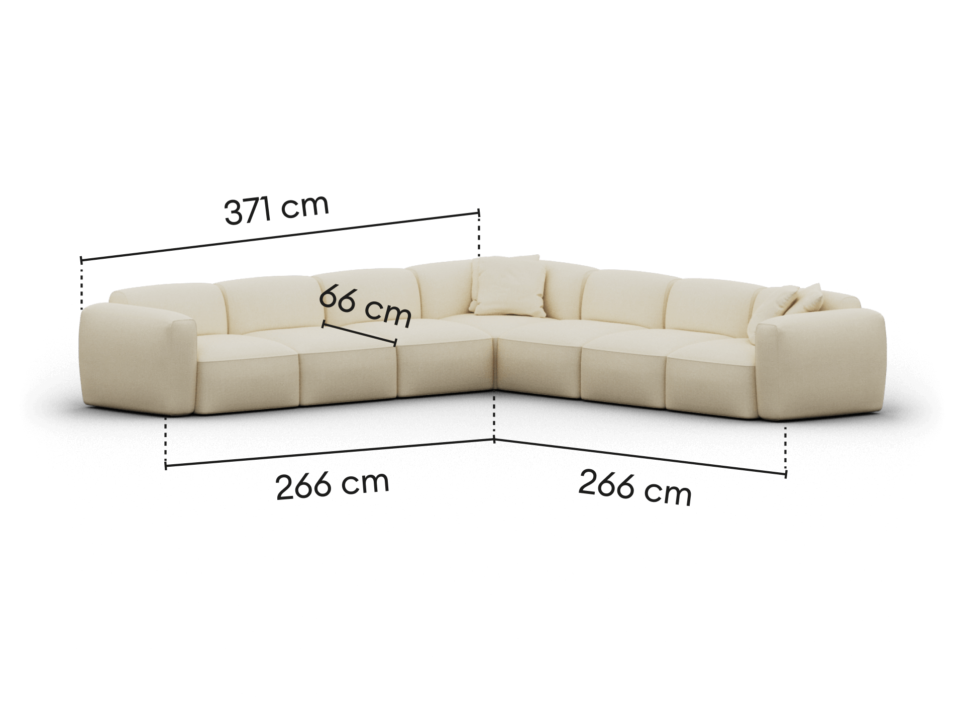 Torquay Modular Sofa - Corner / Regular / 7 Sections / Pearl Moon