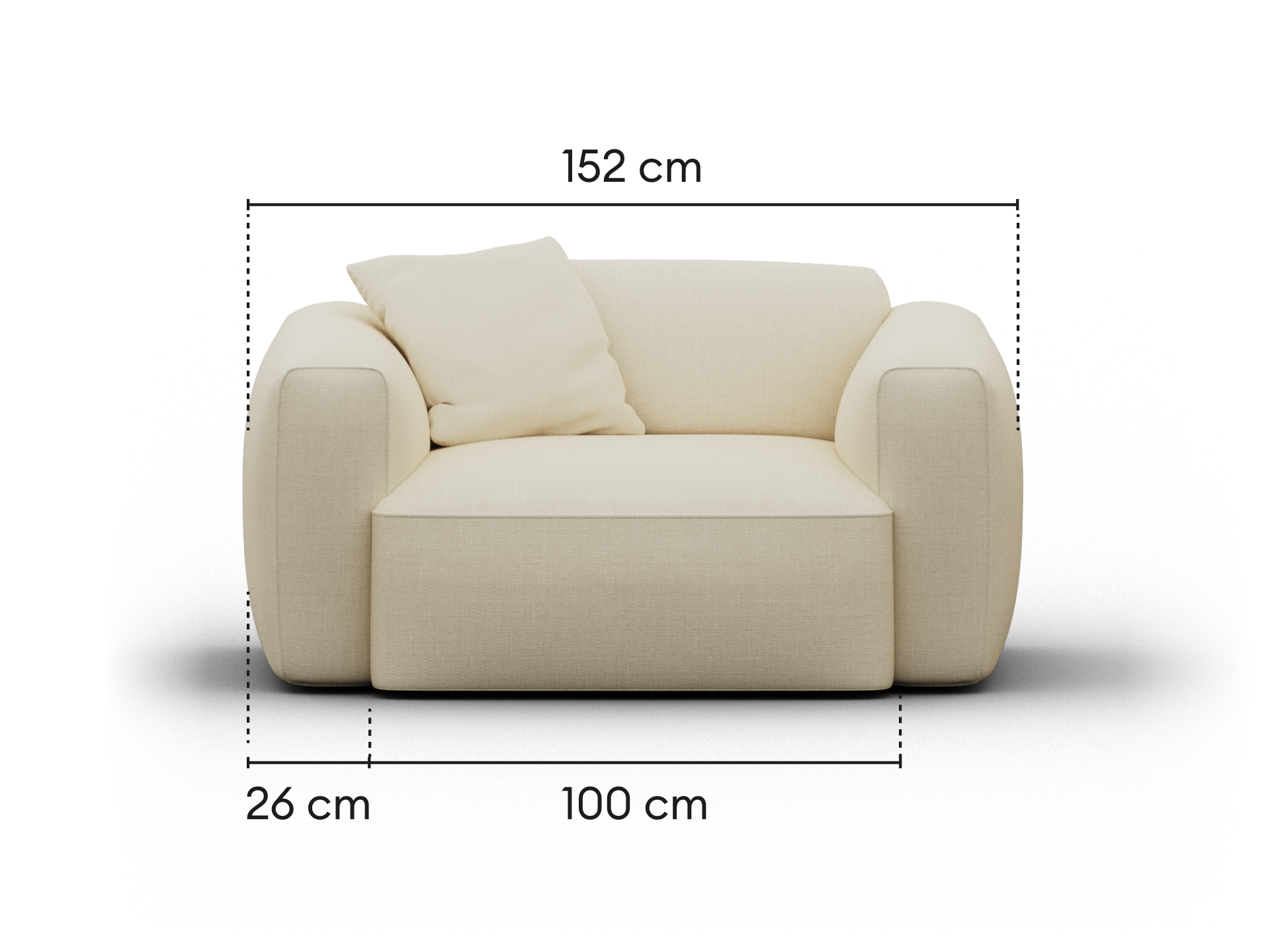 Torquay Modular Armchair - Pearl Moon / Extra Wide