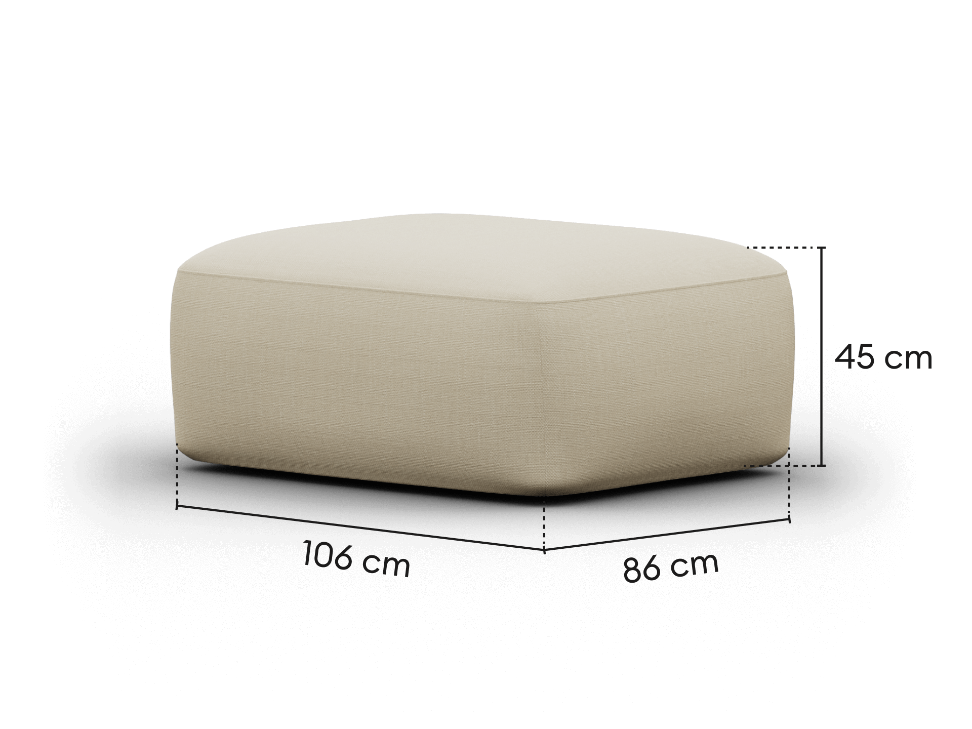 Torquay Modular Ottoman - Extra Wide / Pearl Moon