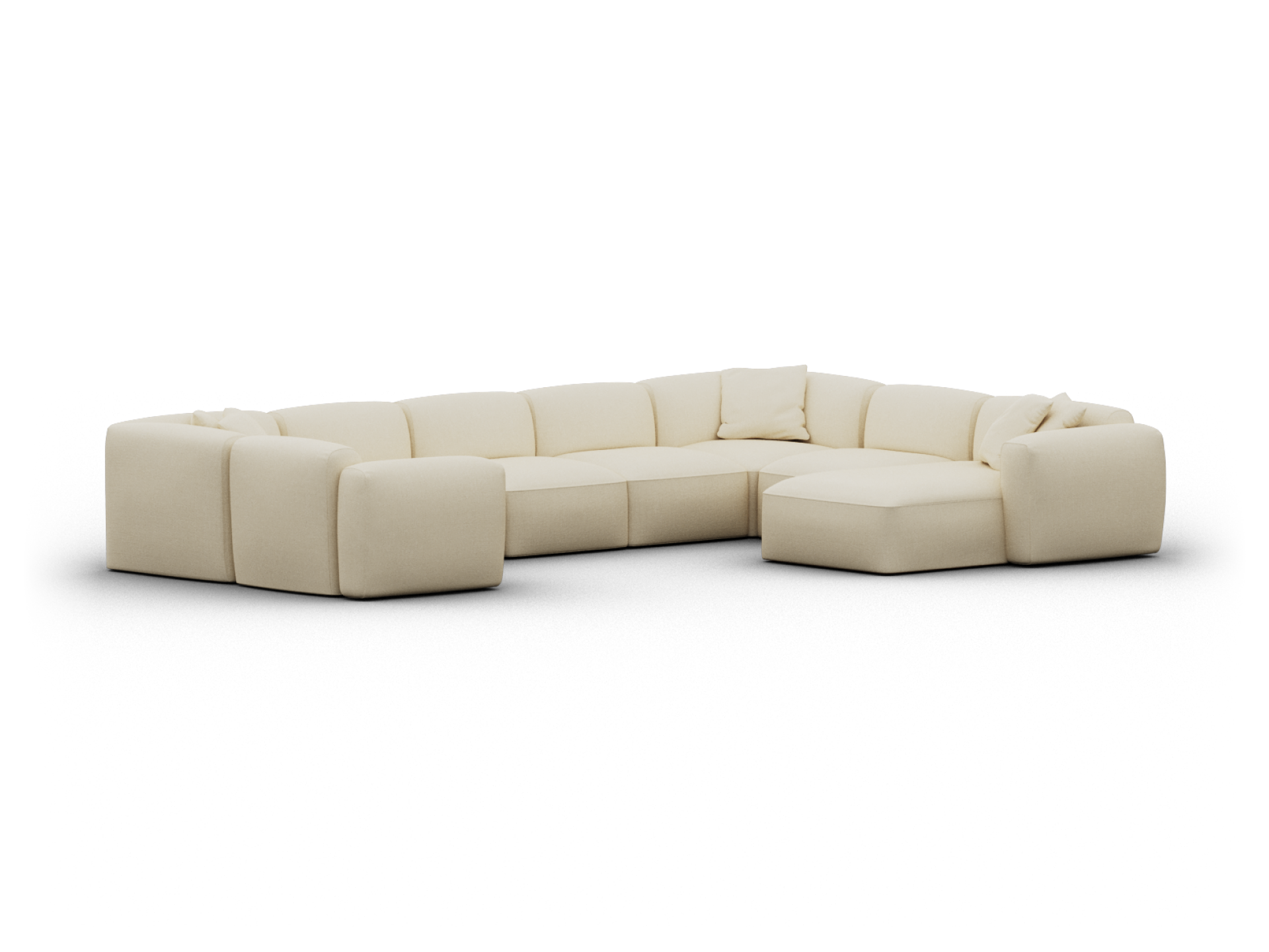 Torquay Modular Sofa - U Shape / Regular / 8 Sections with Chaise / Pearl Moon