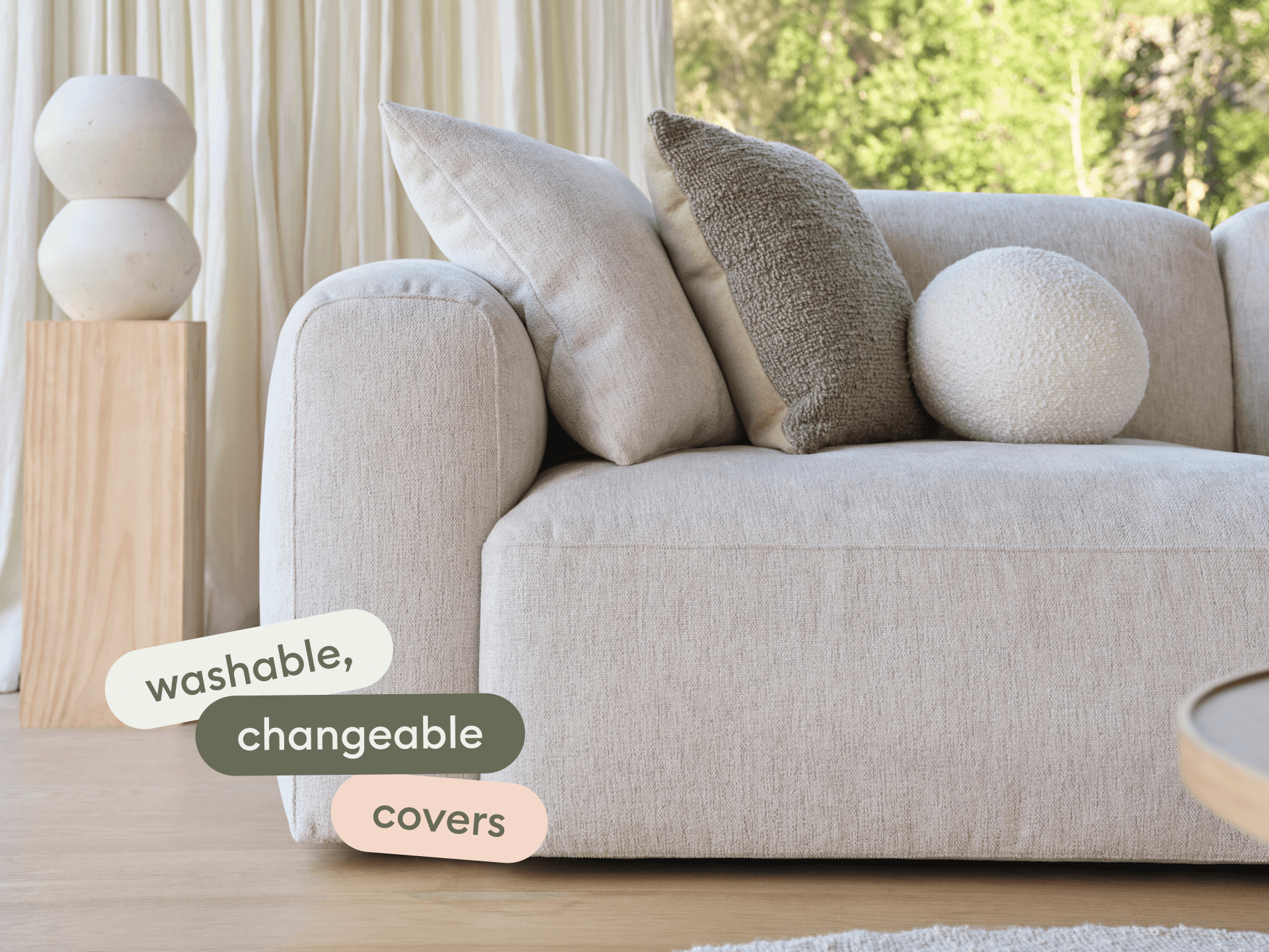 Torquay Modular Sofa - Chaise / Regular / 2 Sections / Silver Sand (Luxe edition)