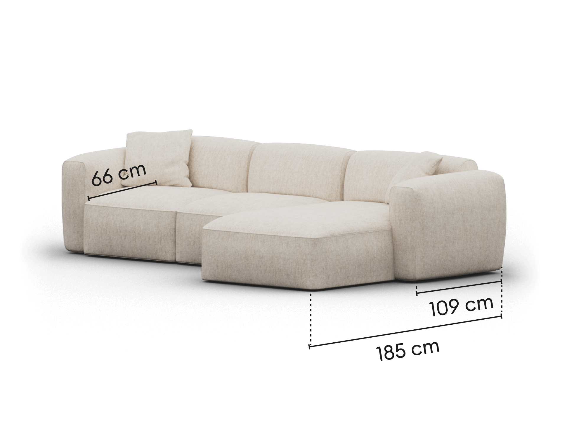 Torquay Modular Sofa - Regular / 3 Sections / Silver Sand (Luxe edition)