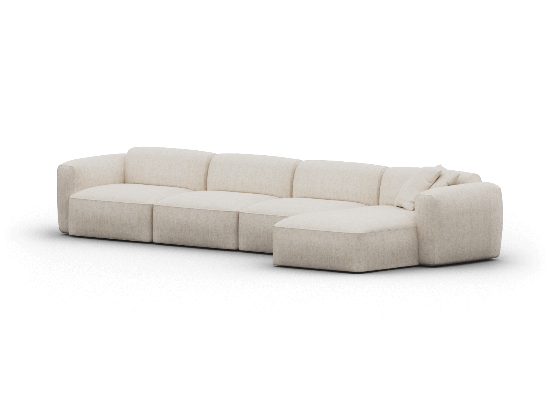 Torquay Modular Sofa - Chaise / Extra Wide / 4 Sections / Silver Sand (Luxe edition)