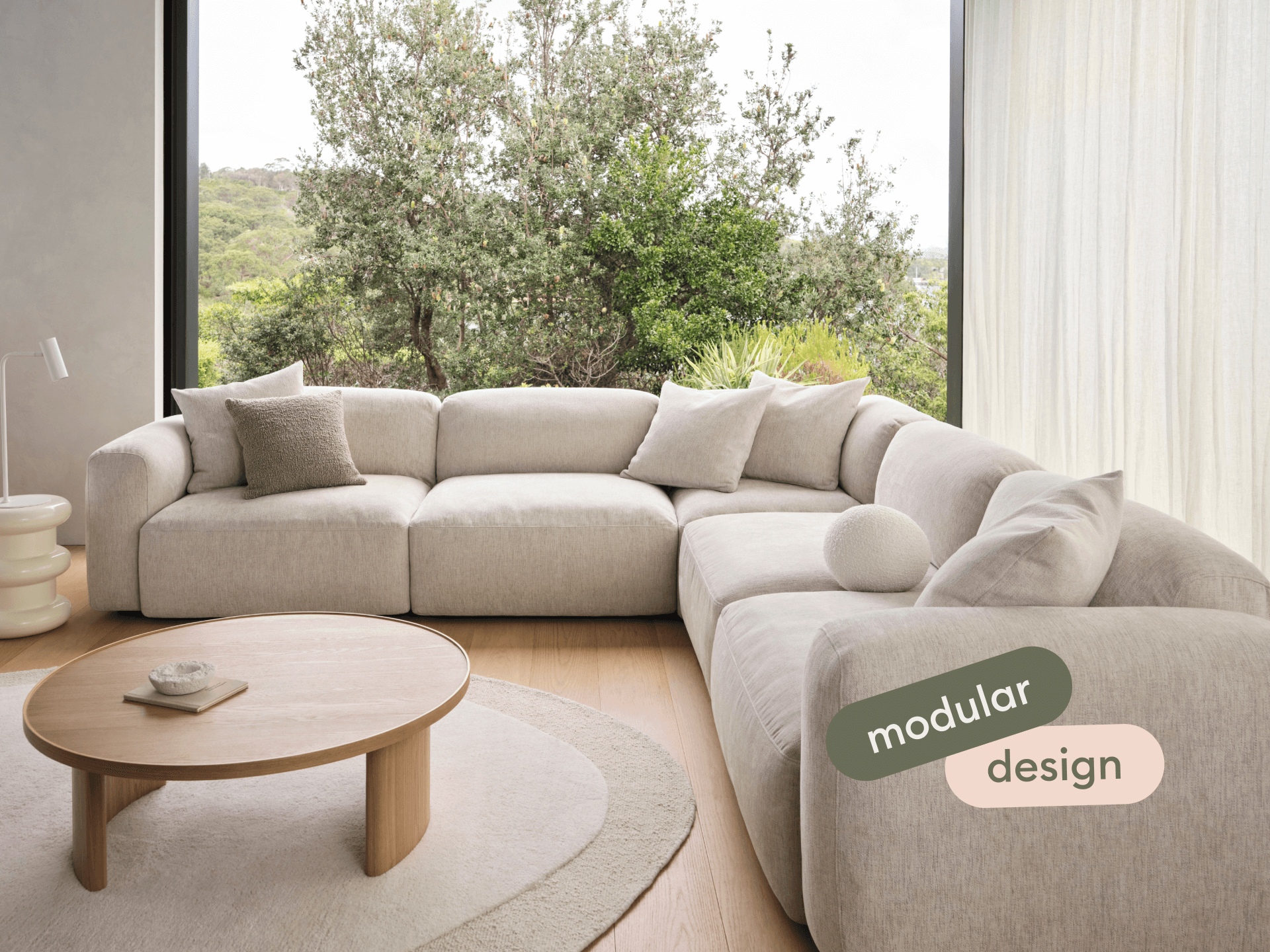Torquay Modular Sofa - Regular / 5 Sections / Silver Sand (Luxe edition)