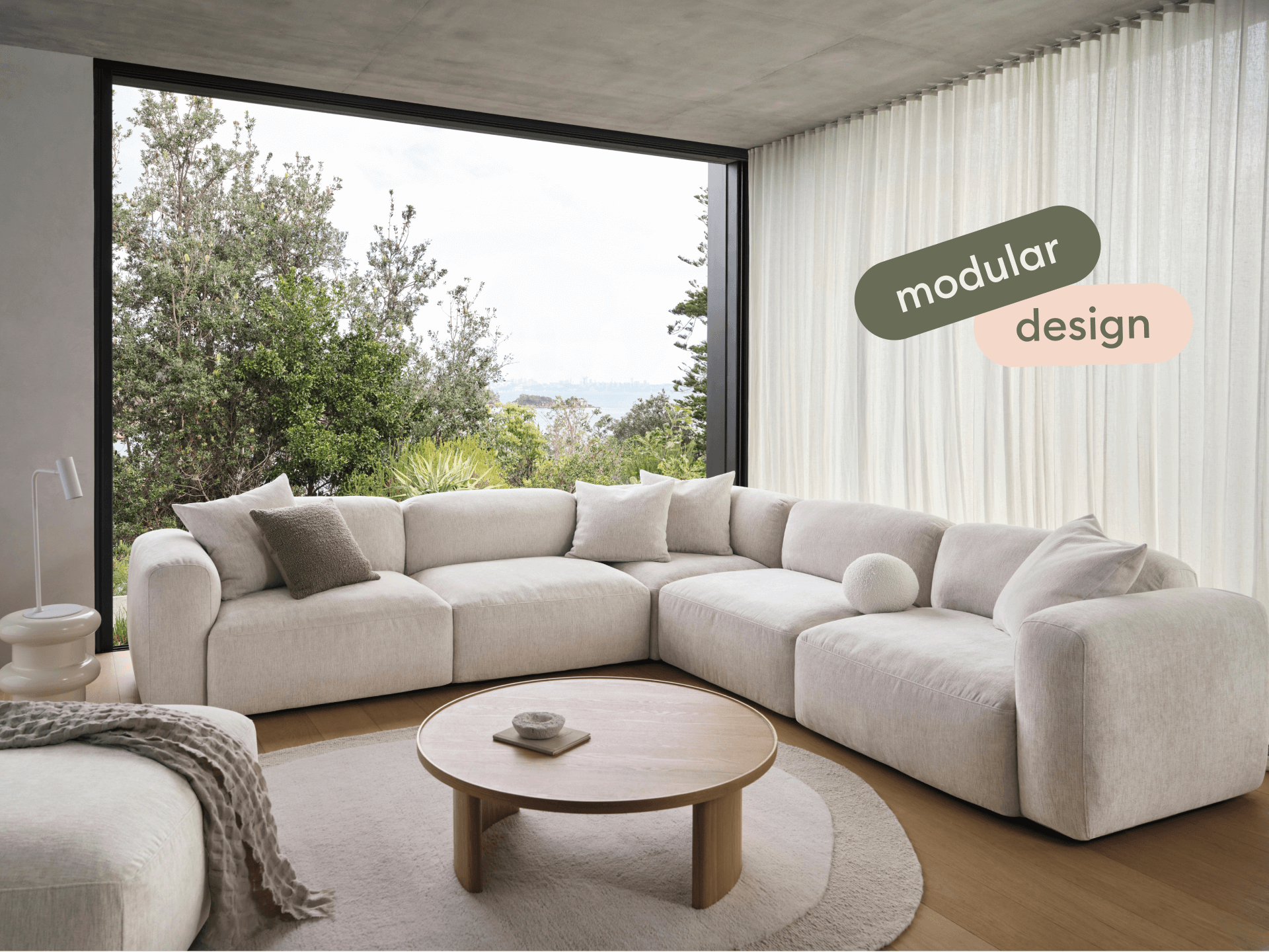 Torquay Modular Sofa - Corner / Extra Wide / 5 Sections / Silver Sand (Luxe edition)