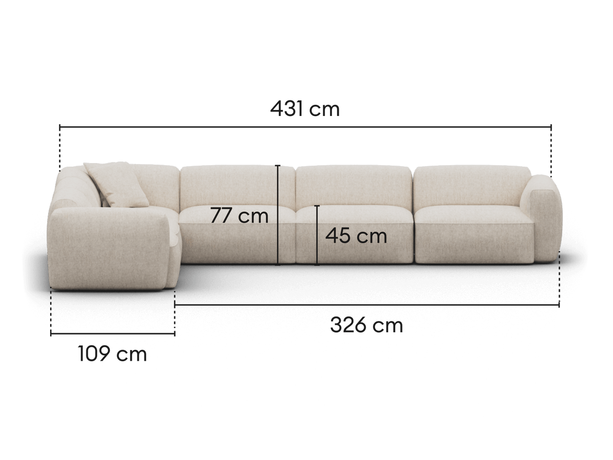 Torquay Modular Sofa - Silver Sand (Luxe edition) / 6 Sections / Extra Wide