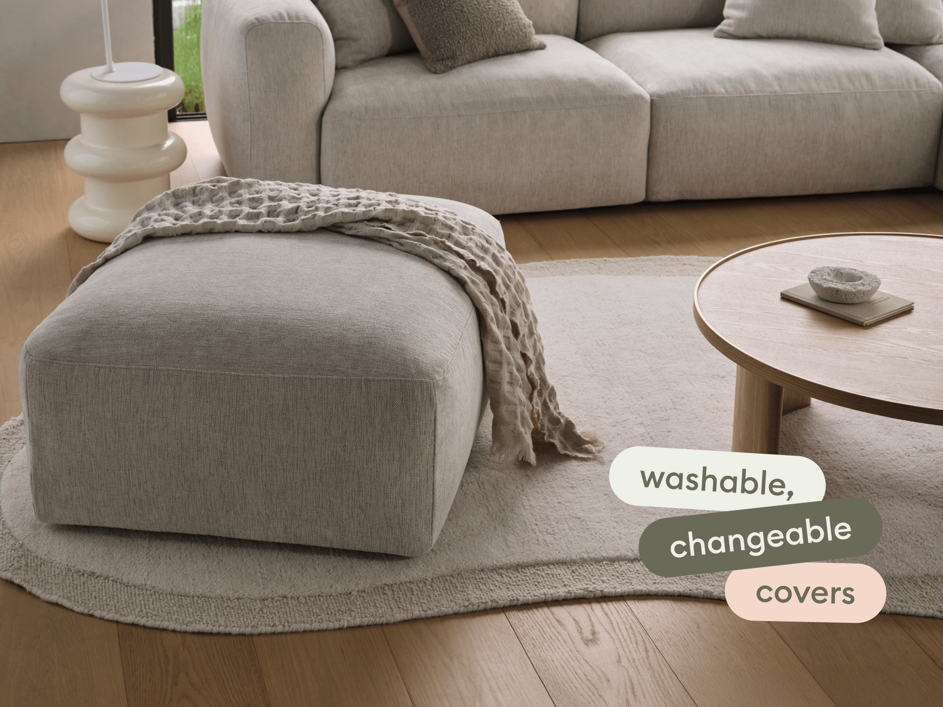 Torquay Modular Ottoman - Extra Wide / Silver Sand (Luxe edition)