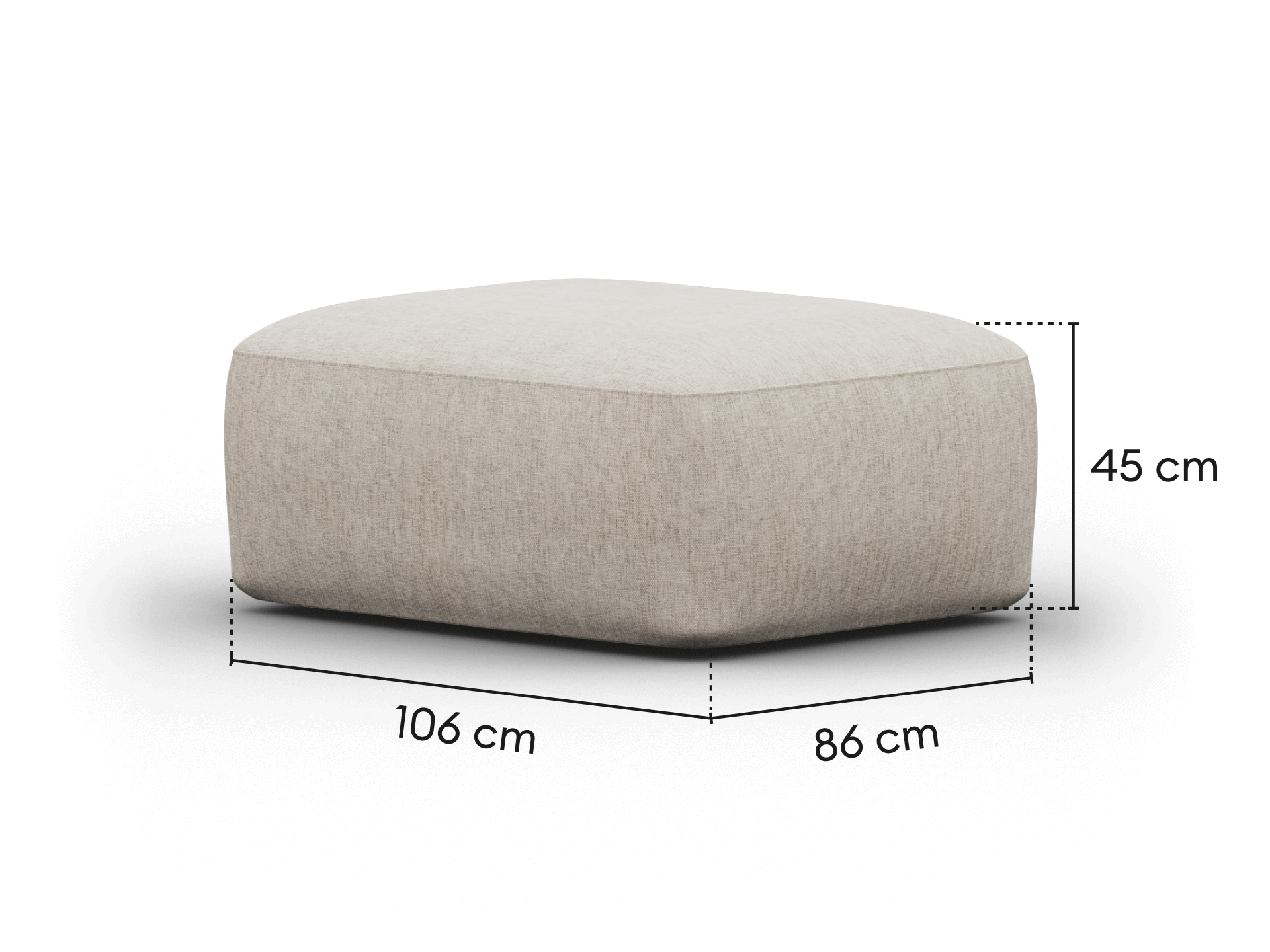 Torquay Modular Ottoman - Extra Wide / Silver Sand (Luxe edition)