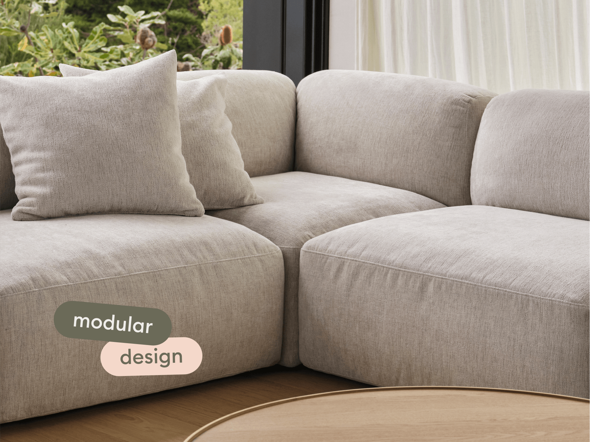 Torquay Modular Sofa - U Shape / Regular / 6 Sections / Silver Sand (Luxe edition)