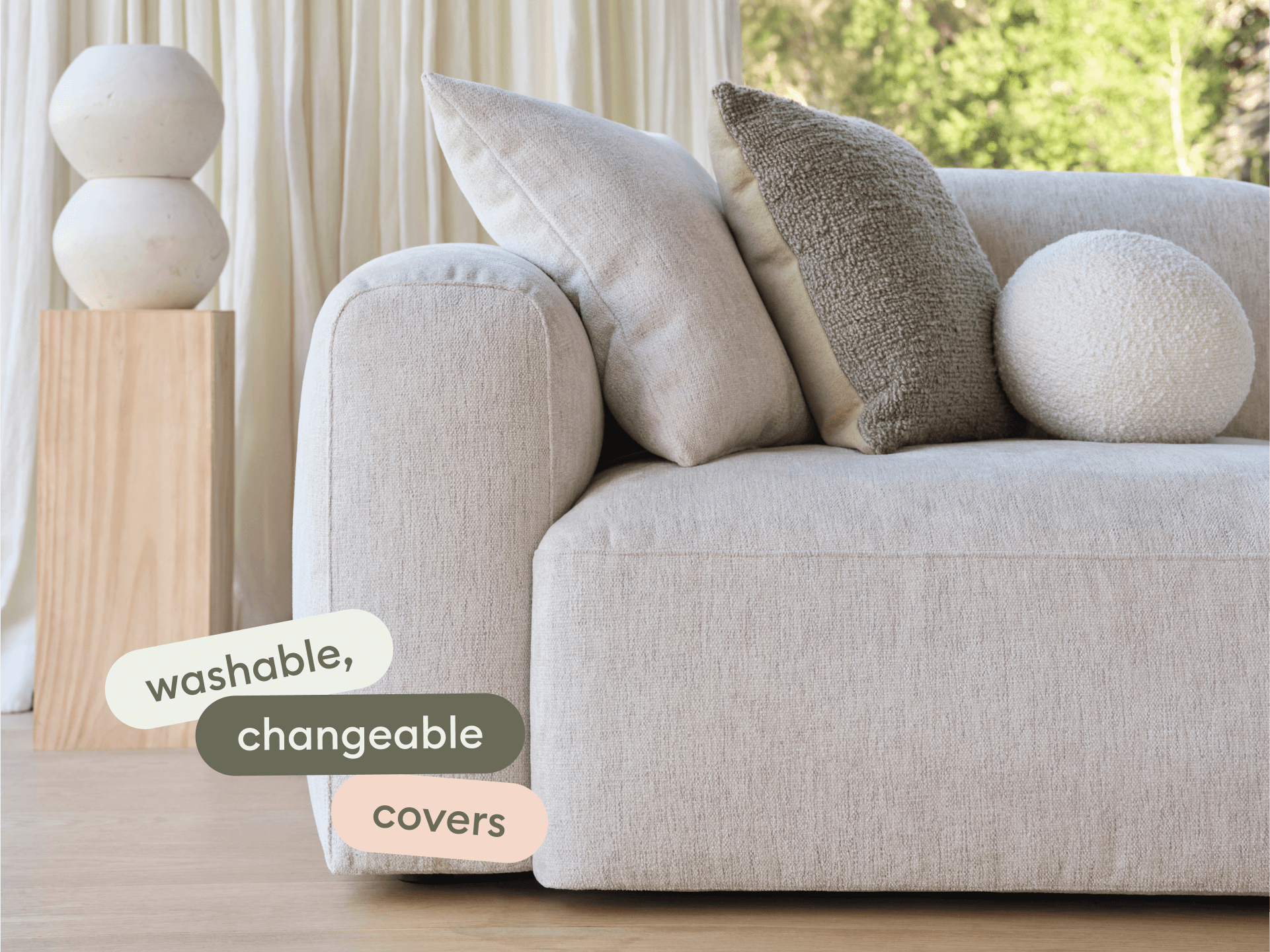 Torquay Modular Sofa - U Shape / Regular / 6 Sections / Silver Sand (Luxe edition)