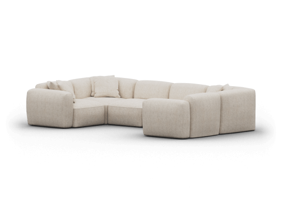 Torquay Modular Sofa - U Shape / Regular / 6 Sections / Silver Sand (Luxe edition)