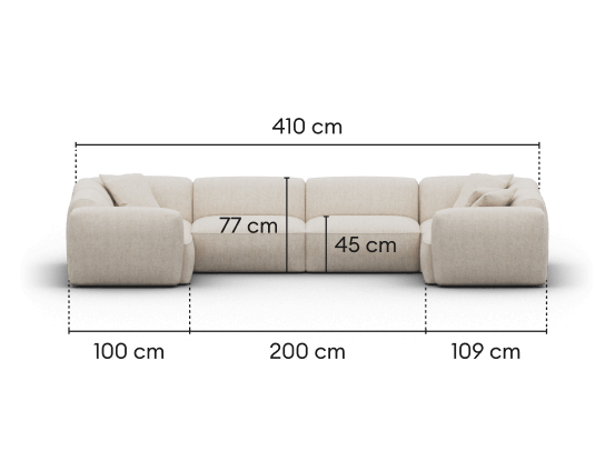 Torquay Modular Sofa - Silver Sand (Luxe edition) / 6 Sections / Extra Wide
