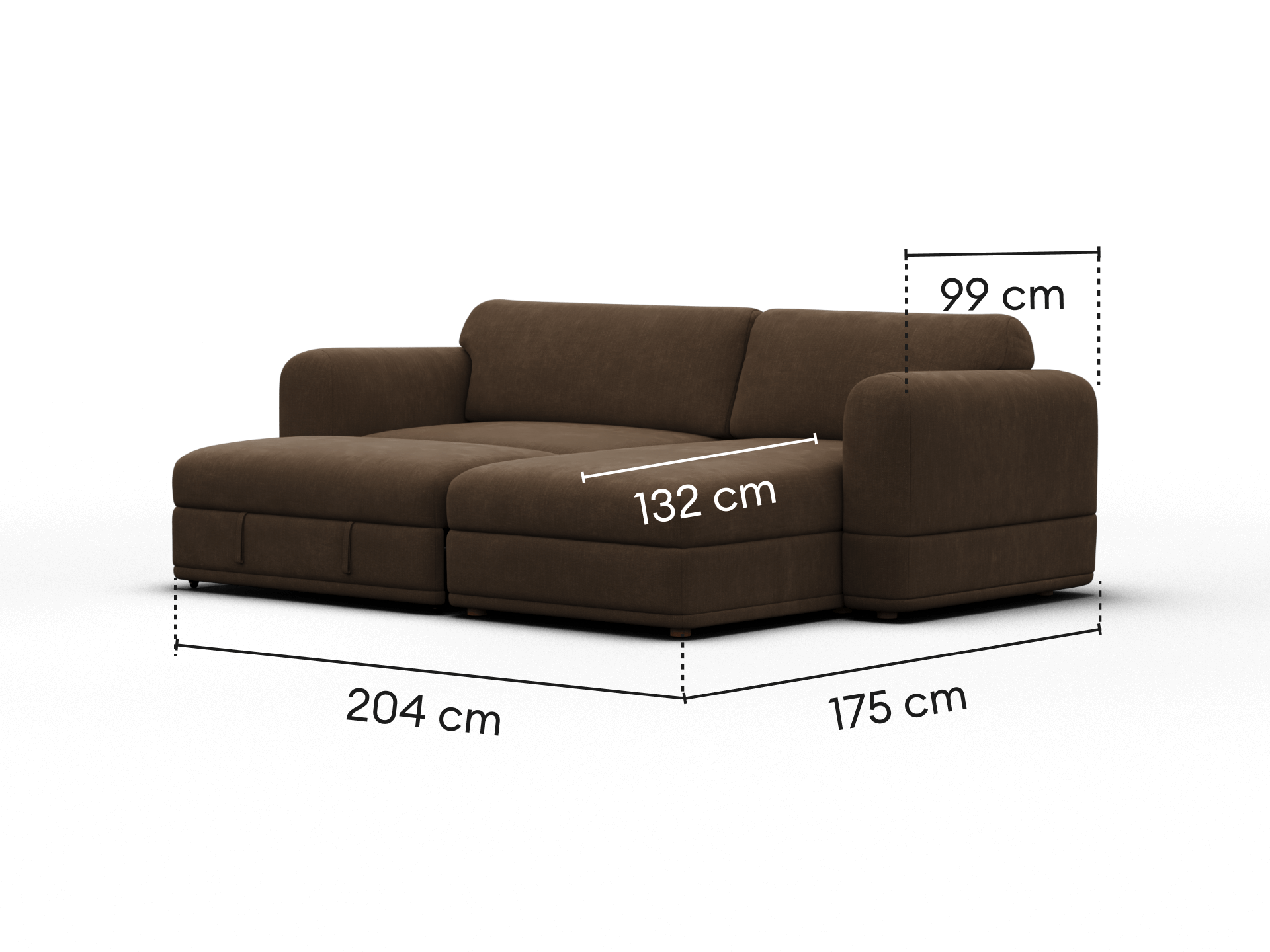 Wanda Sofa Bed [2nd Gen] - 3.5-Seater (Queen) / Midnight Mocha
