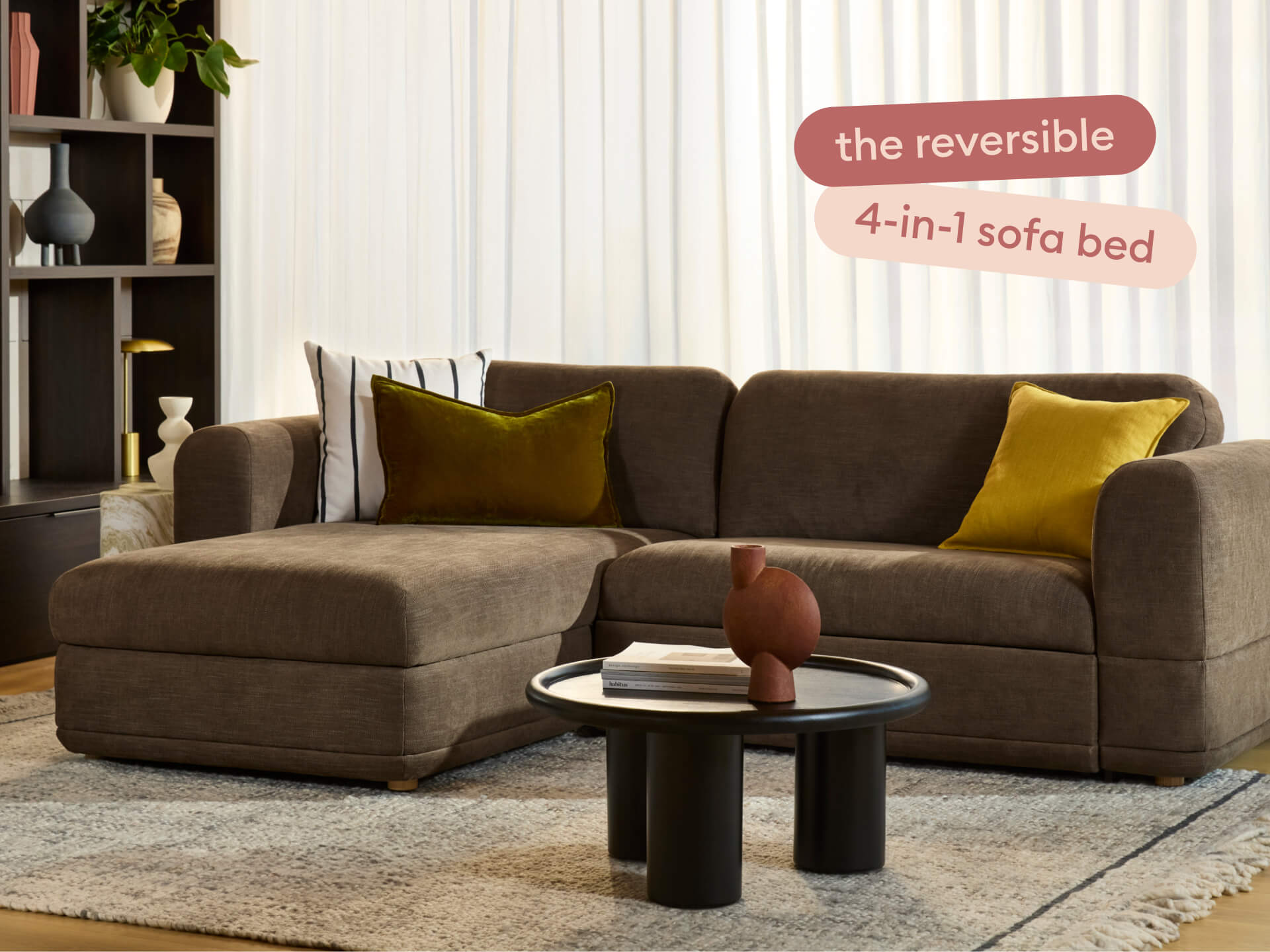 Wanda Sofa Bed [2nd Gen] - 3.5-Seater (Queen) / Midnight Mocha