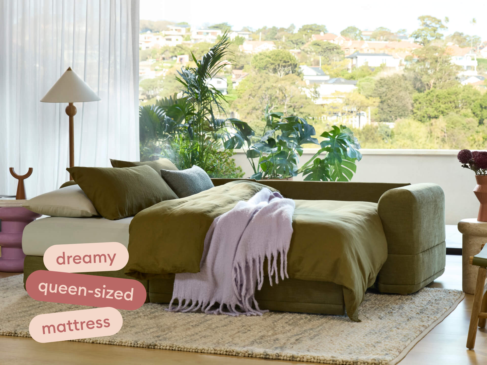 Wanda Sofa Bed [2nd Gen] - 3.5-Seater (Queen) / Olive Butter