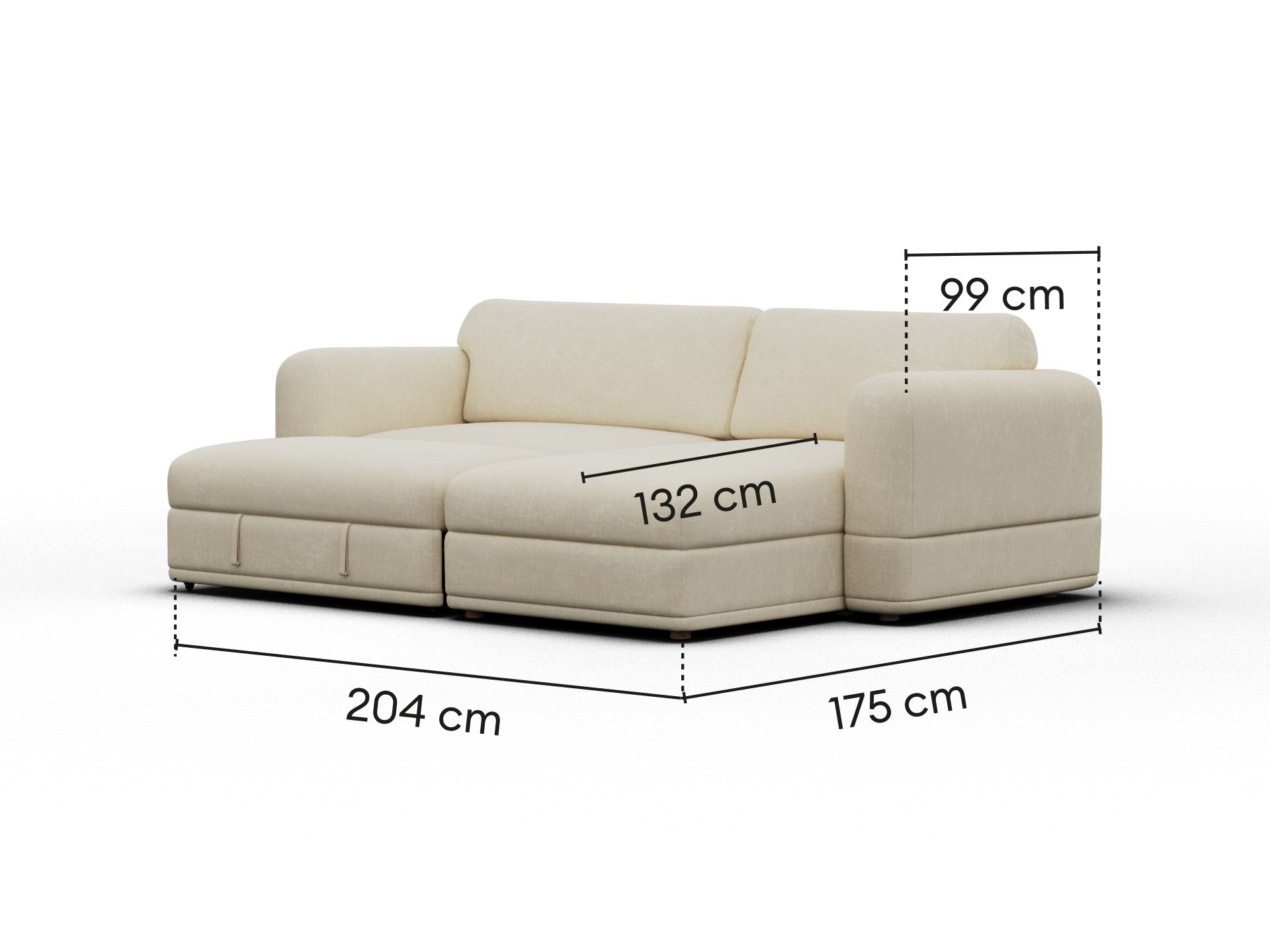 Wanda Sofa Bed [2nd Gen] - 3.5-Seater (Queen) / Pearl Moon