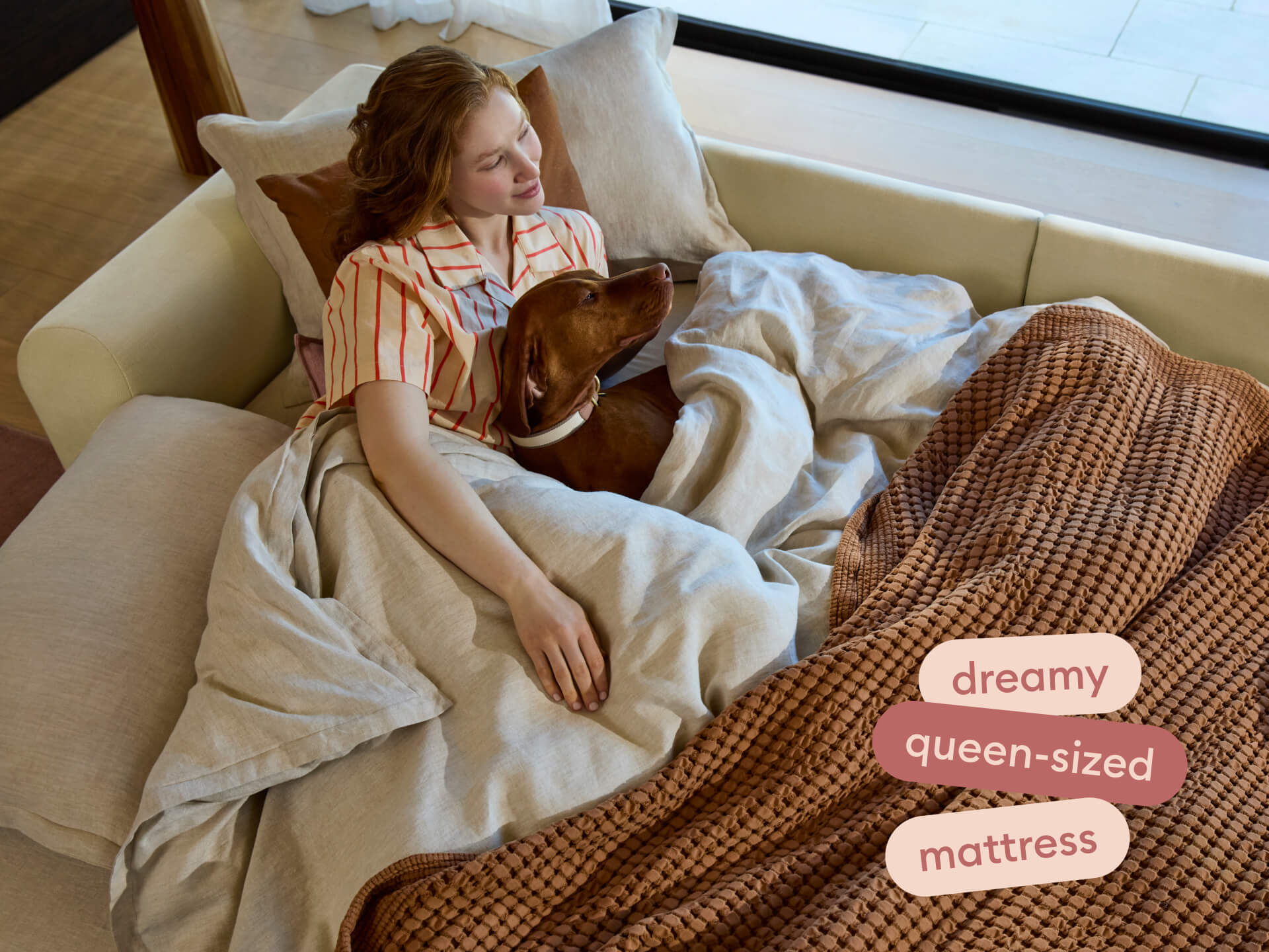 Wanda Sofa Bed [2nd Gen] - 3.5-Seater (Queen) / Pearl Moon